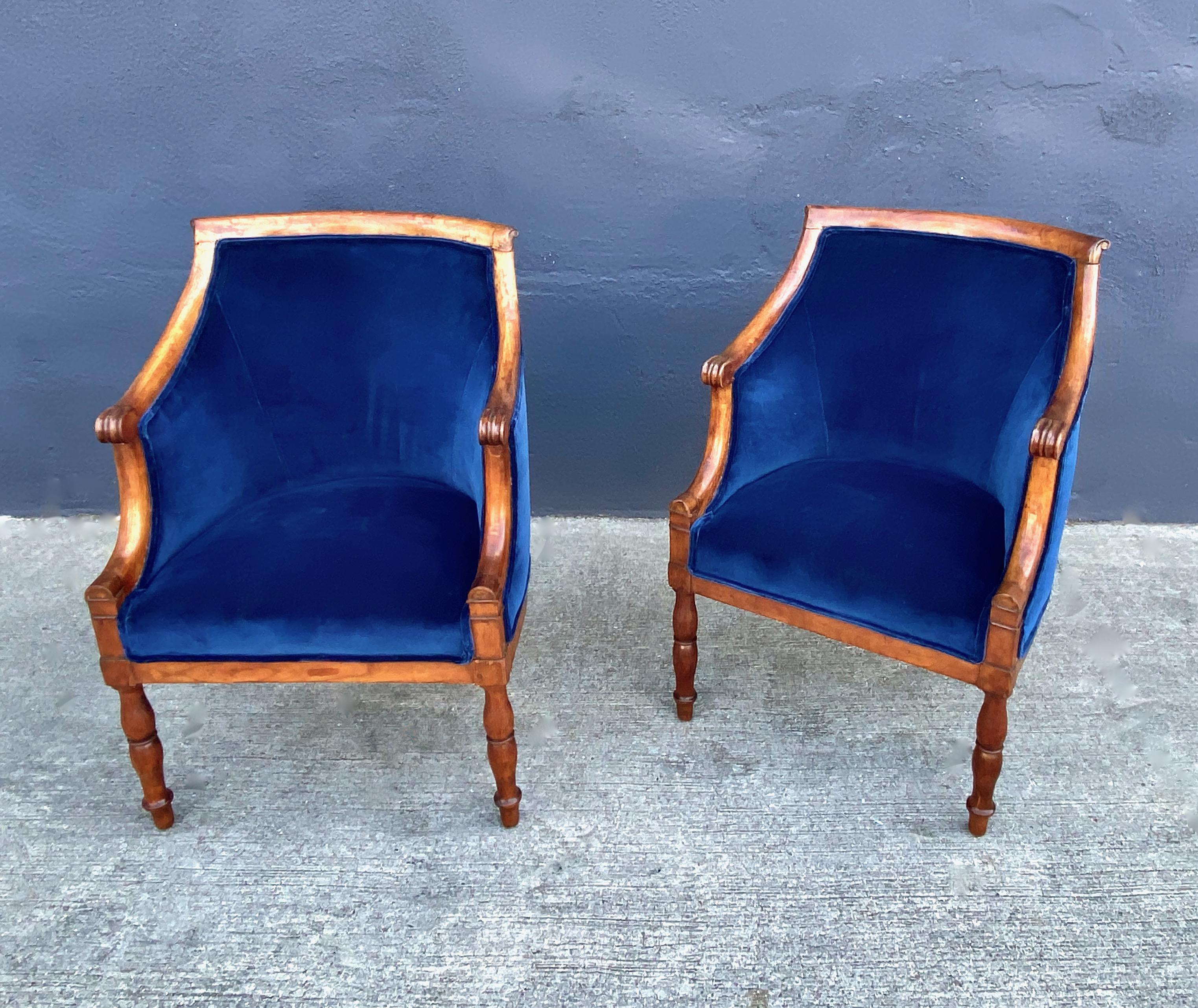 Pair Late Empire Barrel Back Chairs For Sale 3