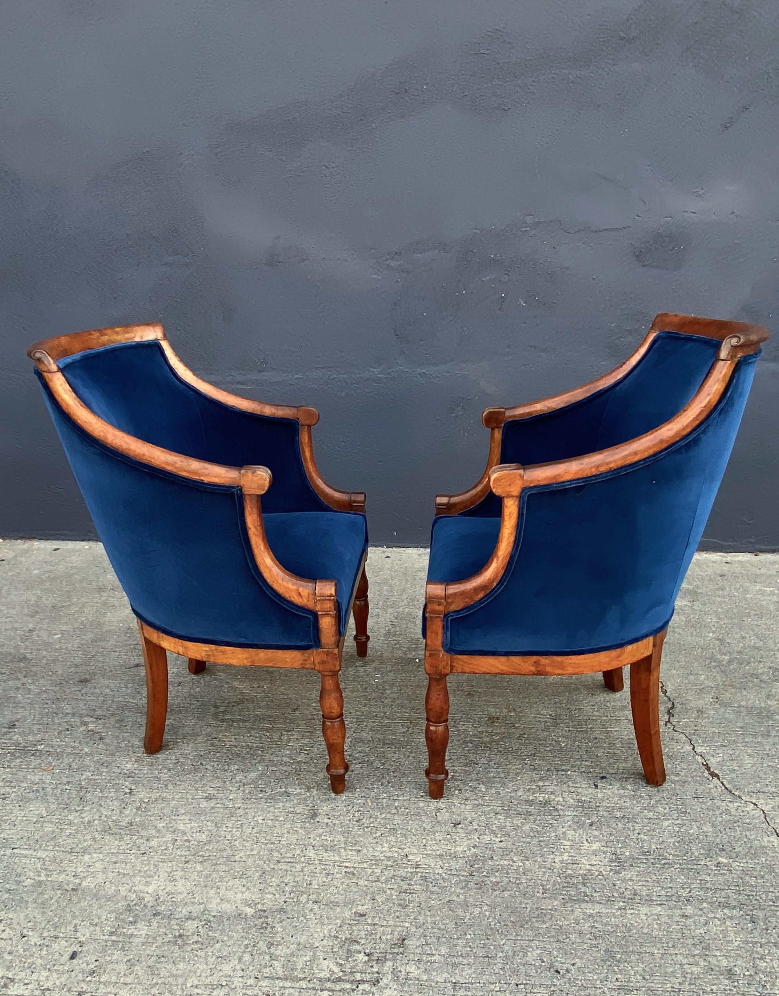 19th Century Pair Late Empire Barrel Back Chairs