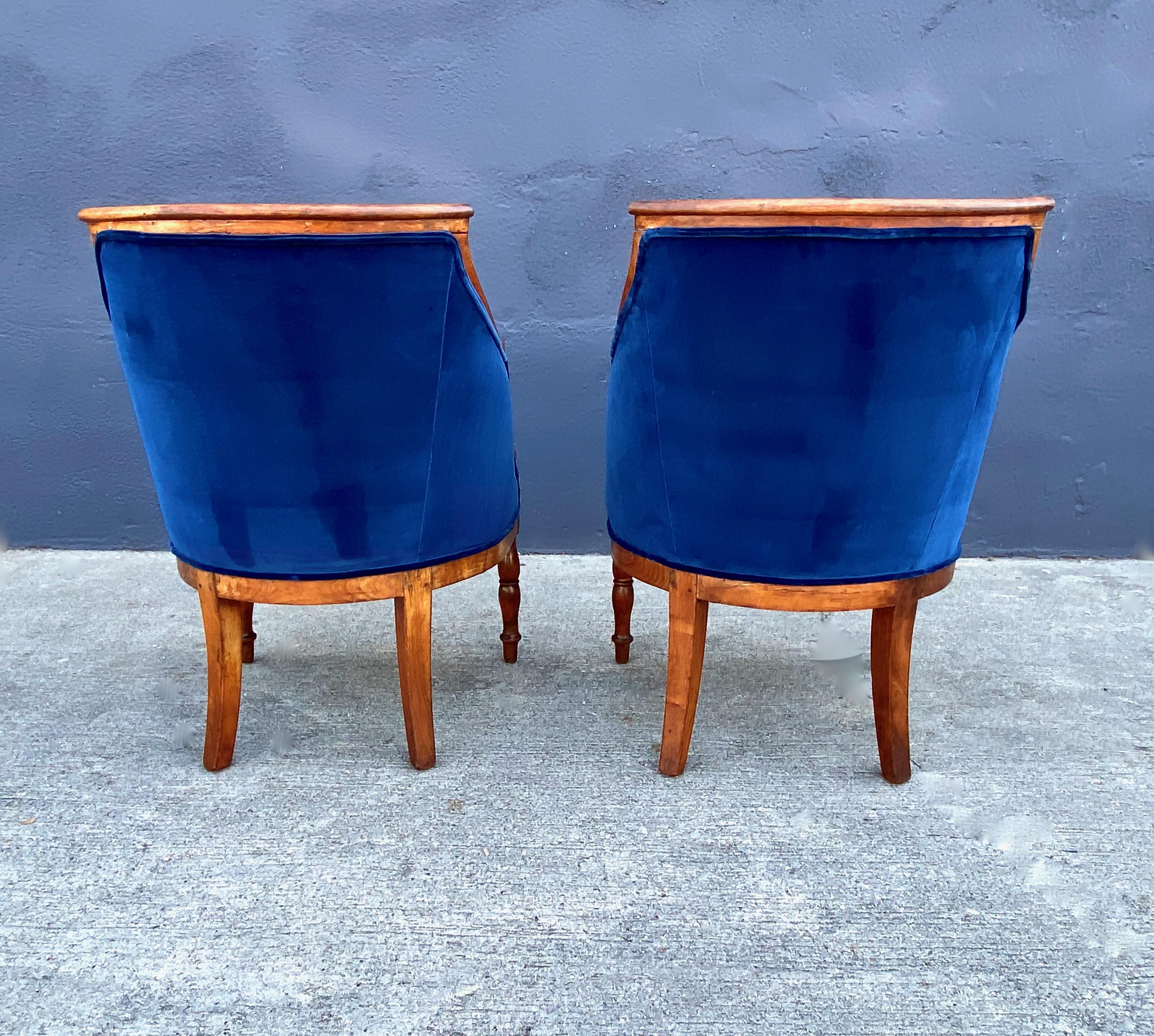 19th Century Pair Late Empire Barrel Back Chairs For Sale