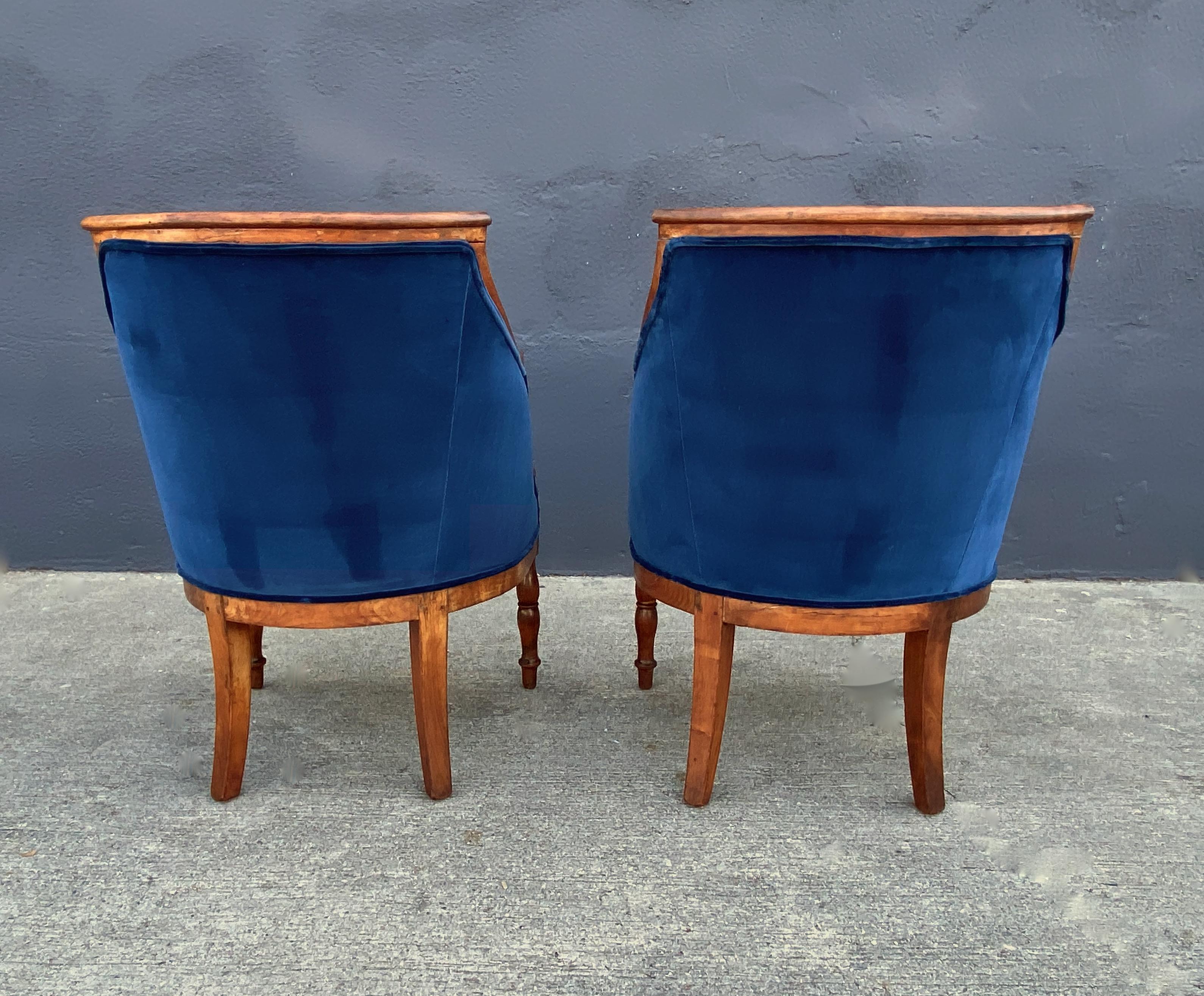 Pair Late Empire Barrel Back Chairs 1