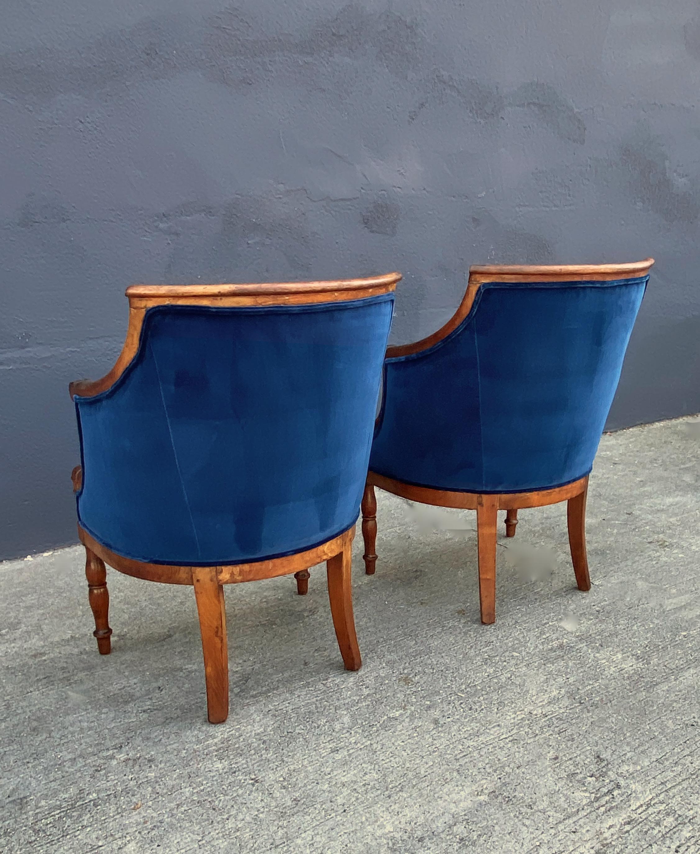 Pair Late Empire Barrel Back Chairs 2