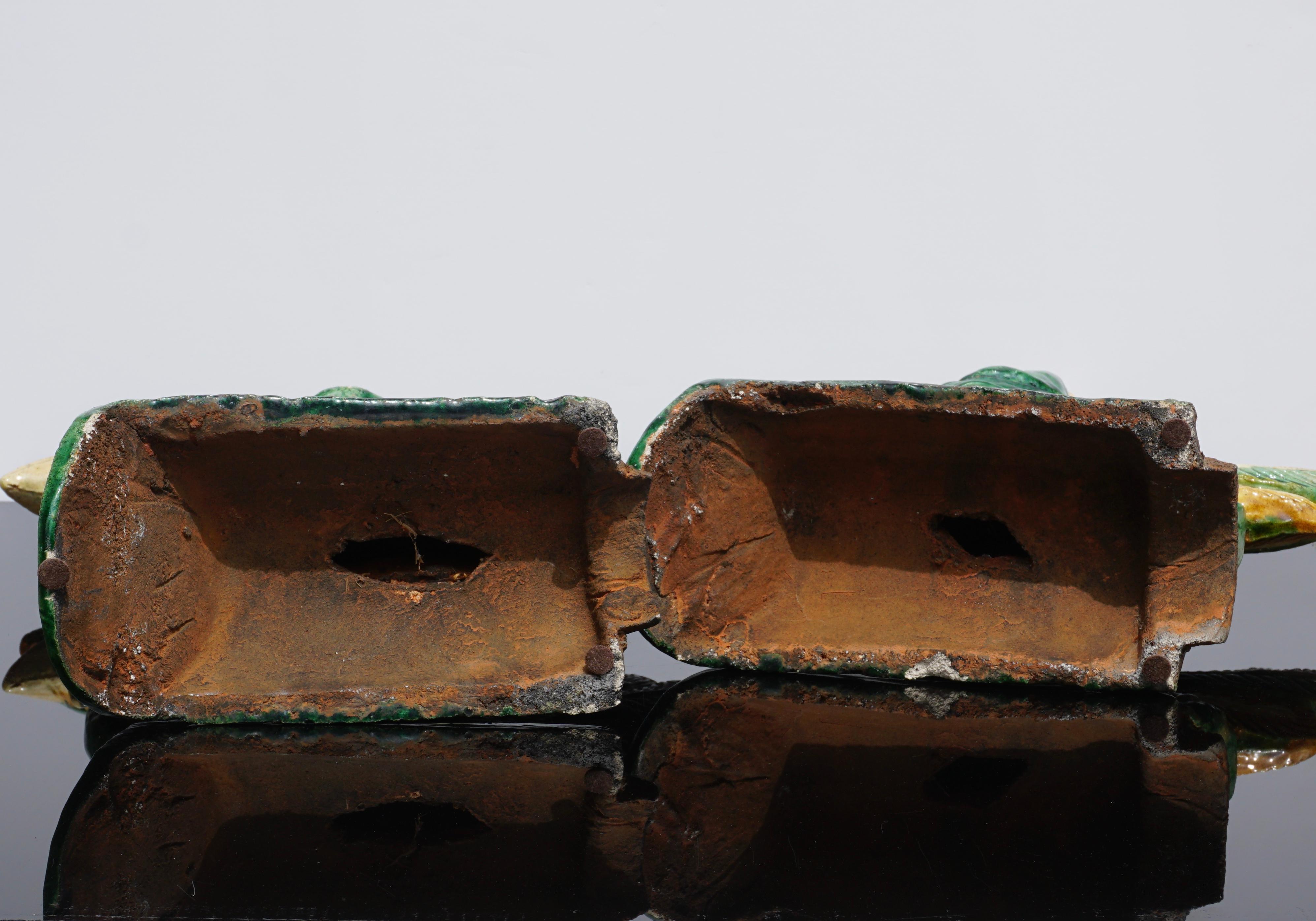 Pair of Late Ming Dynasty Sancai Glazed Roof Tiles, 18th Century 2