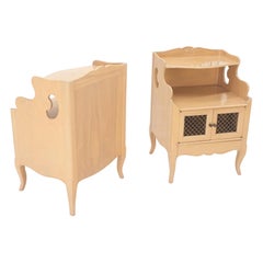Coppia di tavolini da notte con ante a reticolo Comodini con finitura bianca French Provincial!