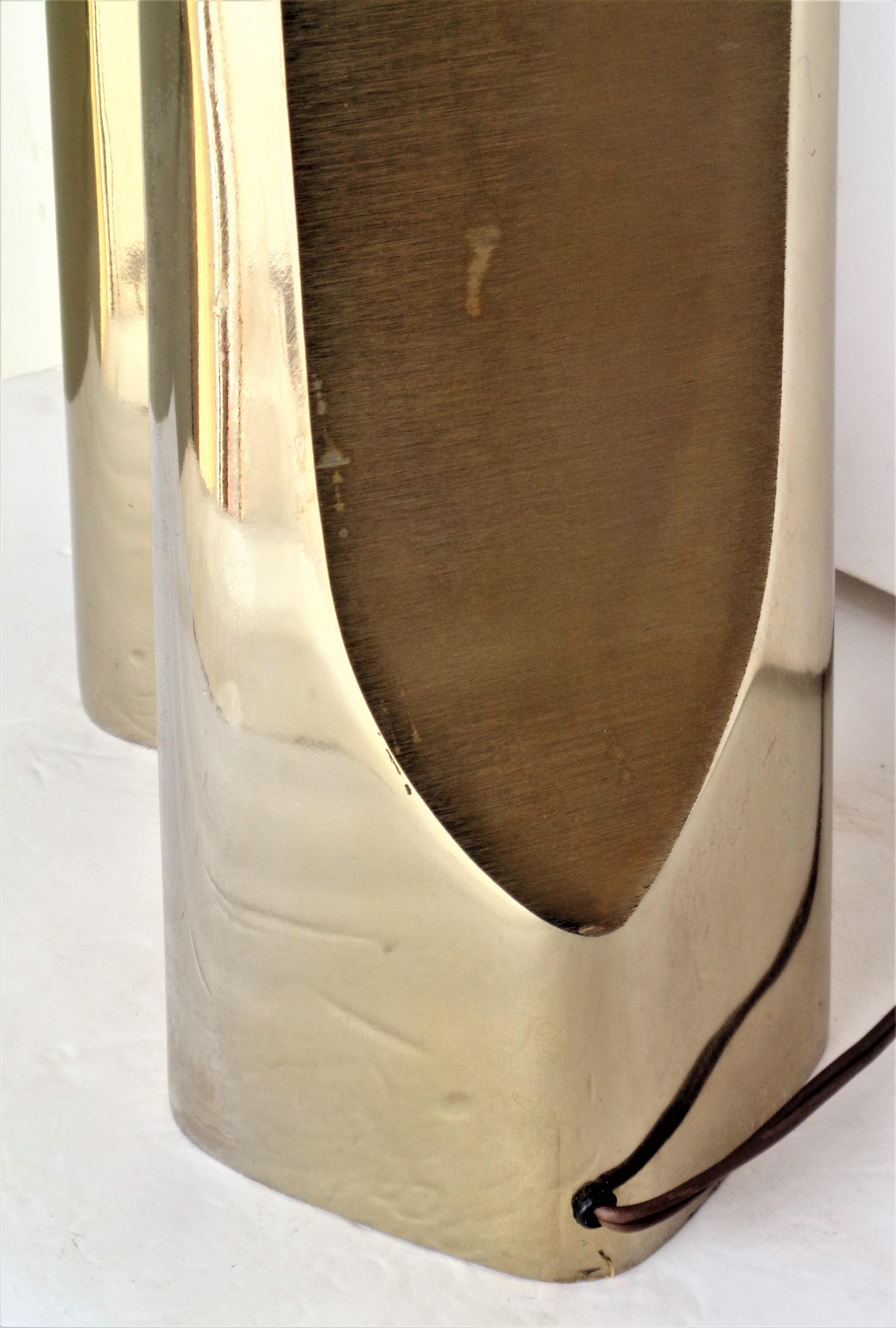 Laurel Modernist Brass Table Lamps, 1970 3