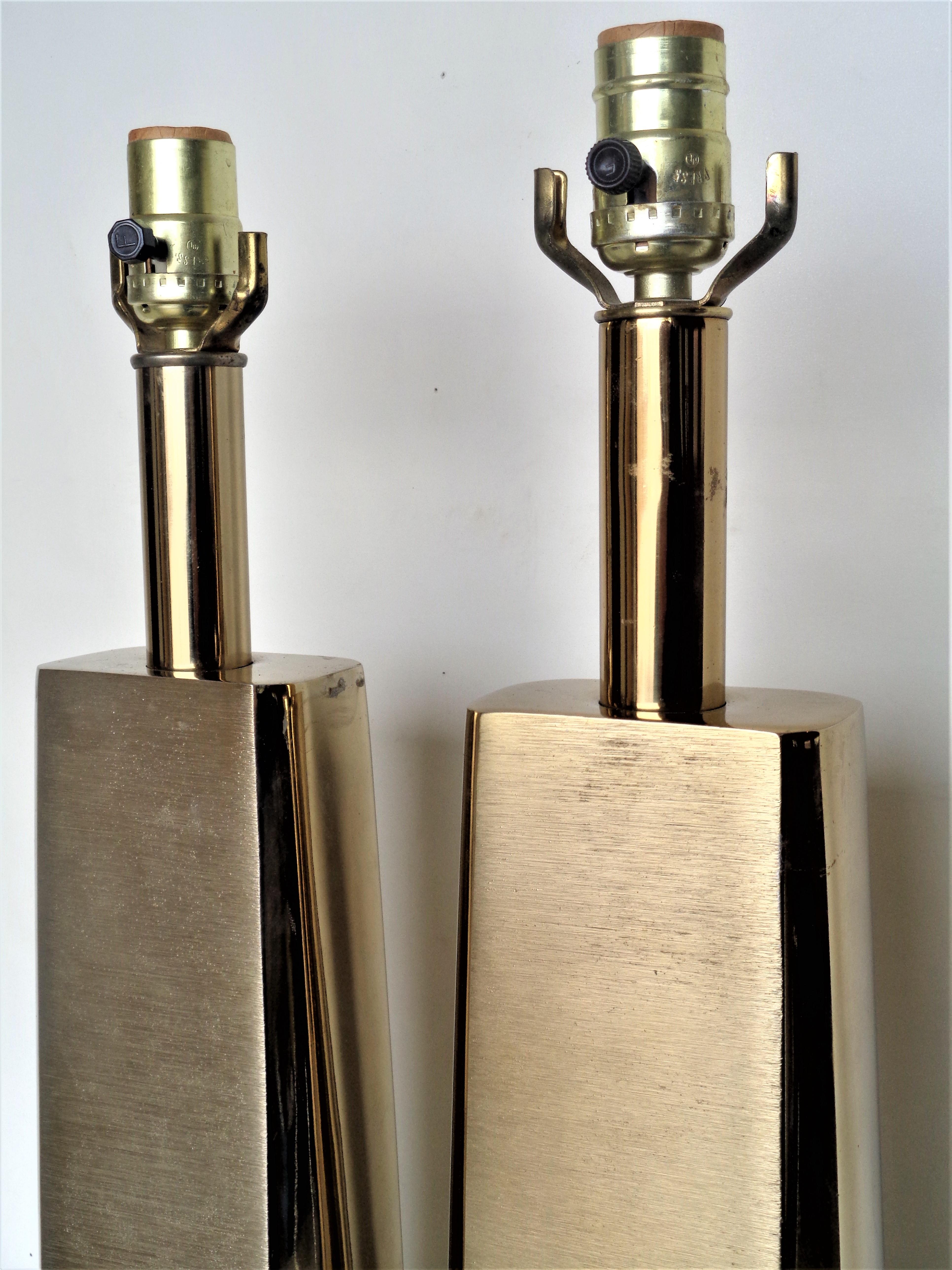 Laurel Modernist Brass Table Lamps, 1970 4
