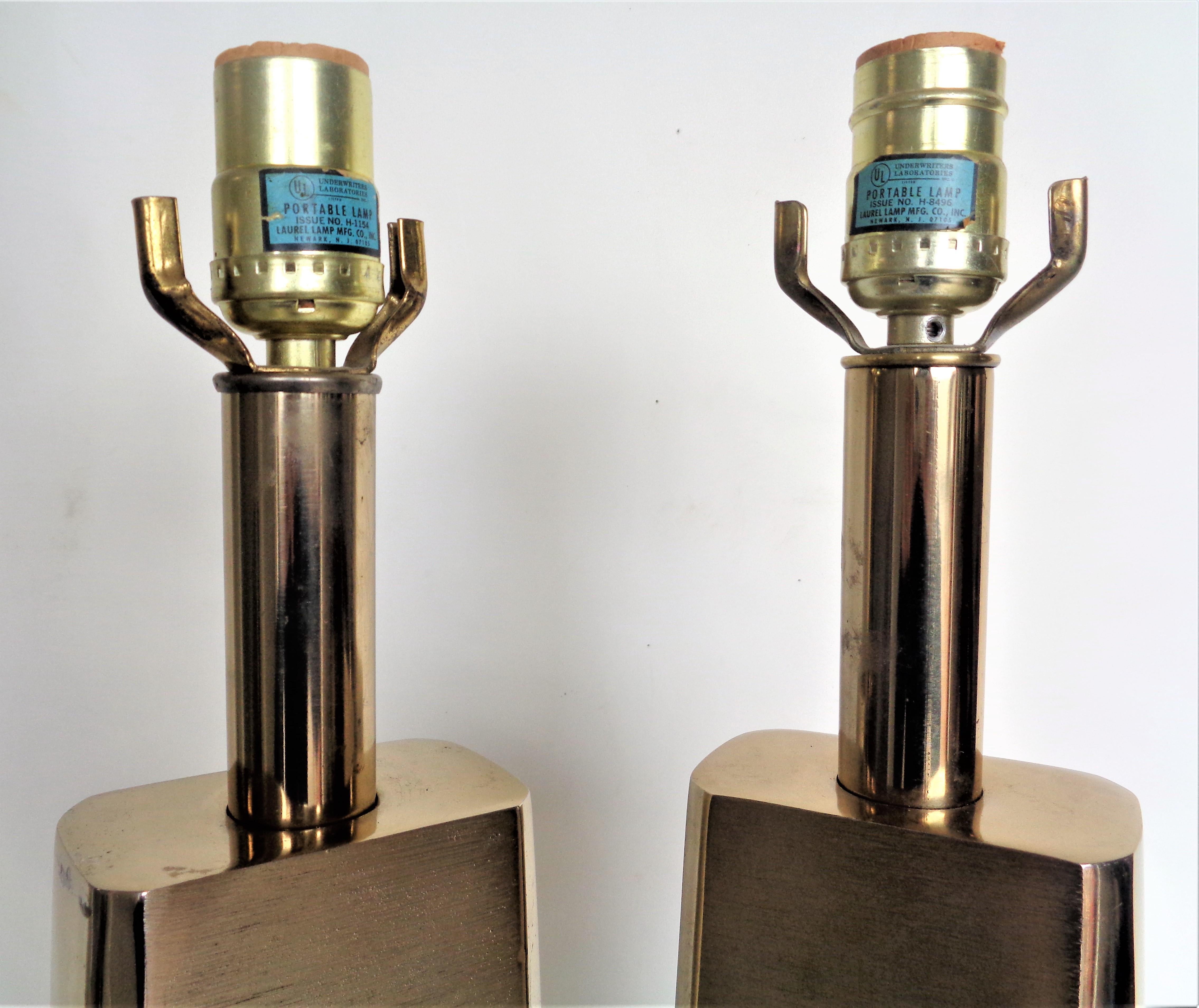 Laurel Modernist Brass Table Lamps, 1970 5