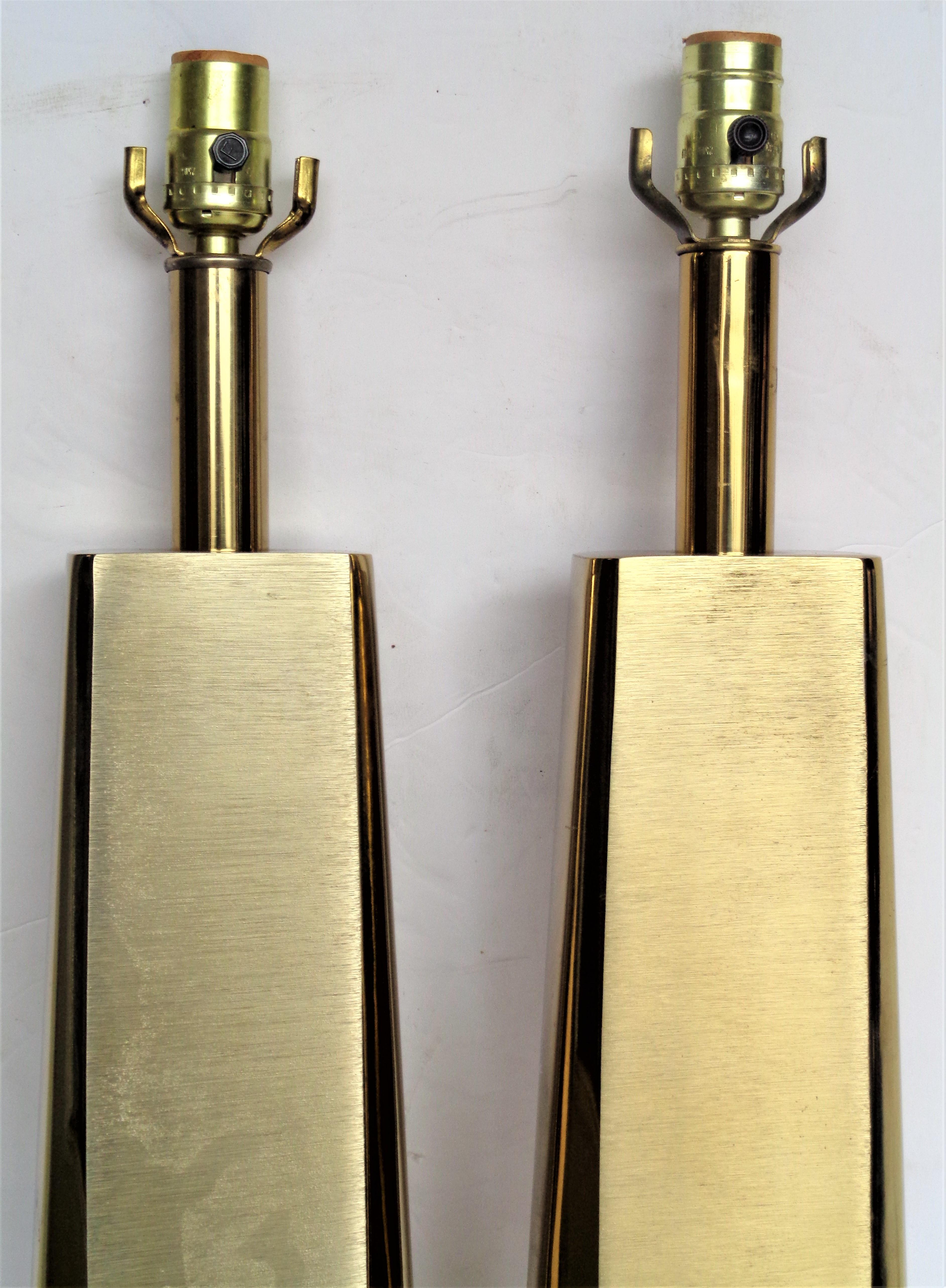 Laurel Modernist Brass Table Lamps, 1970 7
