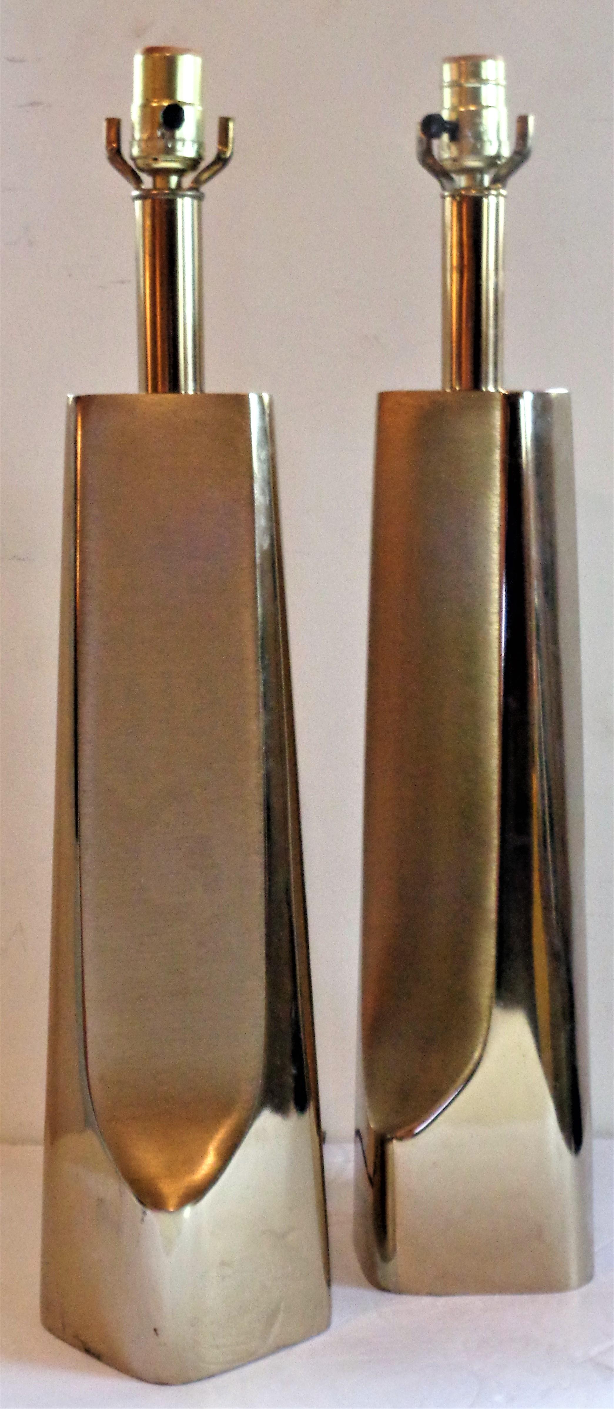 Laurel Modernist Brass Table Lamps, 1970 9