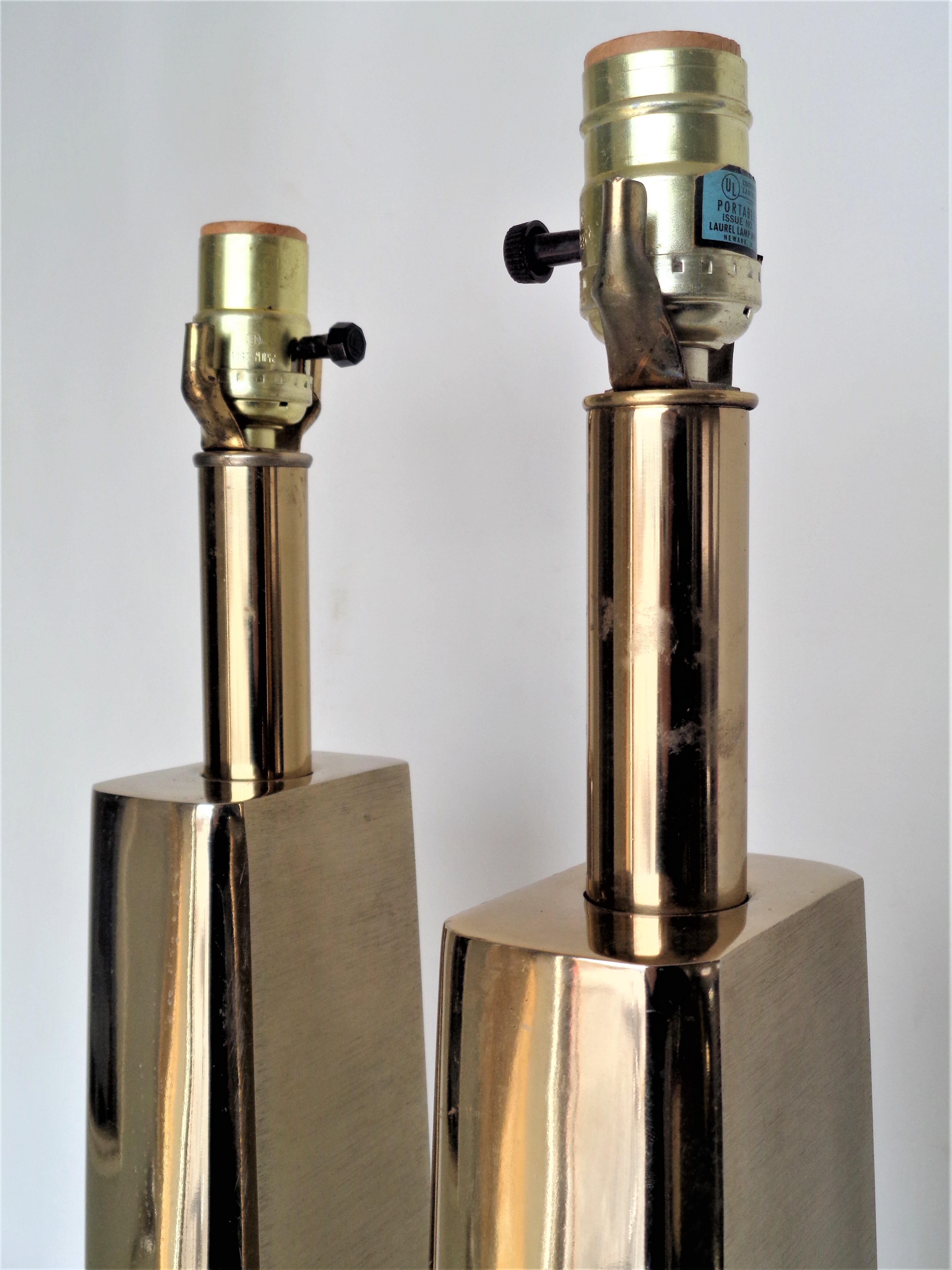 Laurel Modernist Brass Table Lamps, 1970 1