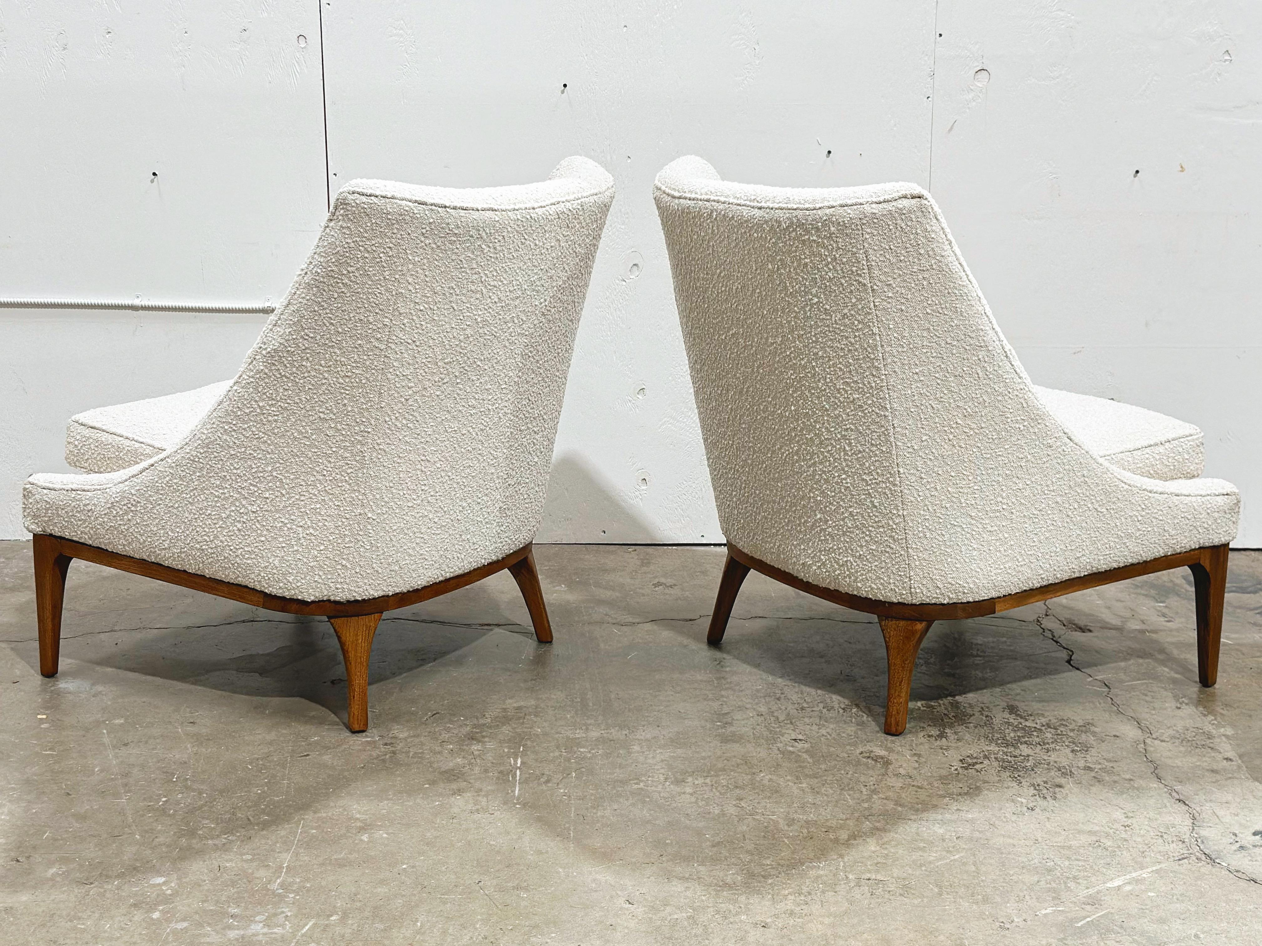 Pair Lawrence Peabody Lounge Chairs - Richardson Nemschoff - White Boucle For Sale 4