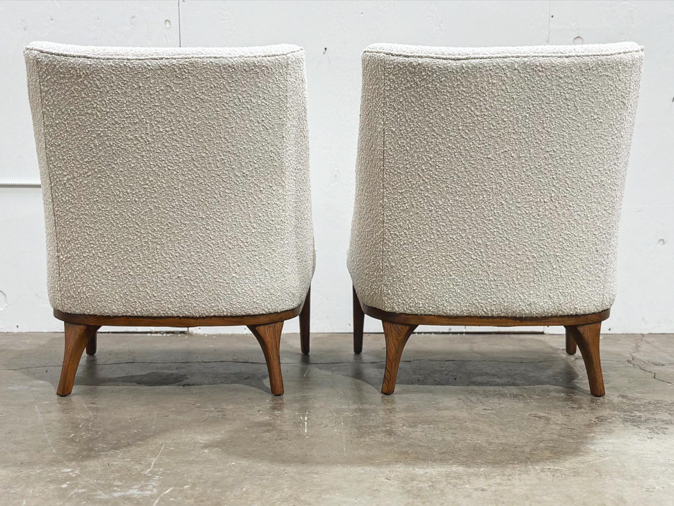 American Pair Lawrence Peabody Lounge Chairs - Richardson Nemschoff - White Boucle For Sale