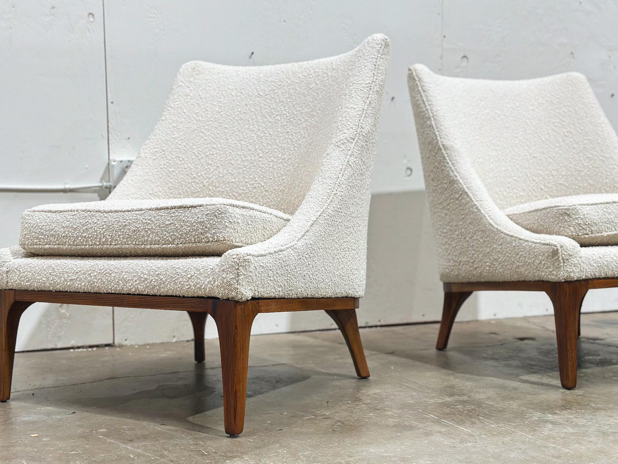 Pair Lawrence Peabody Lounge Chairs - Richardson Nemschoff - White Boucle For Sale 1