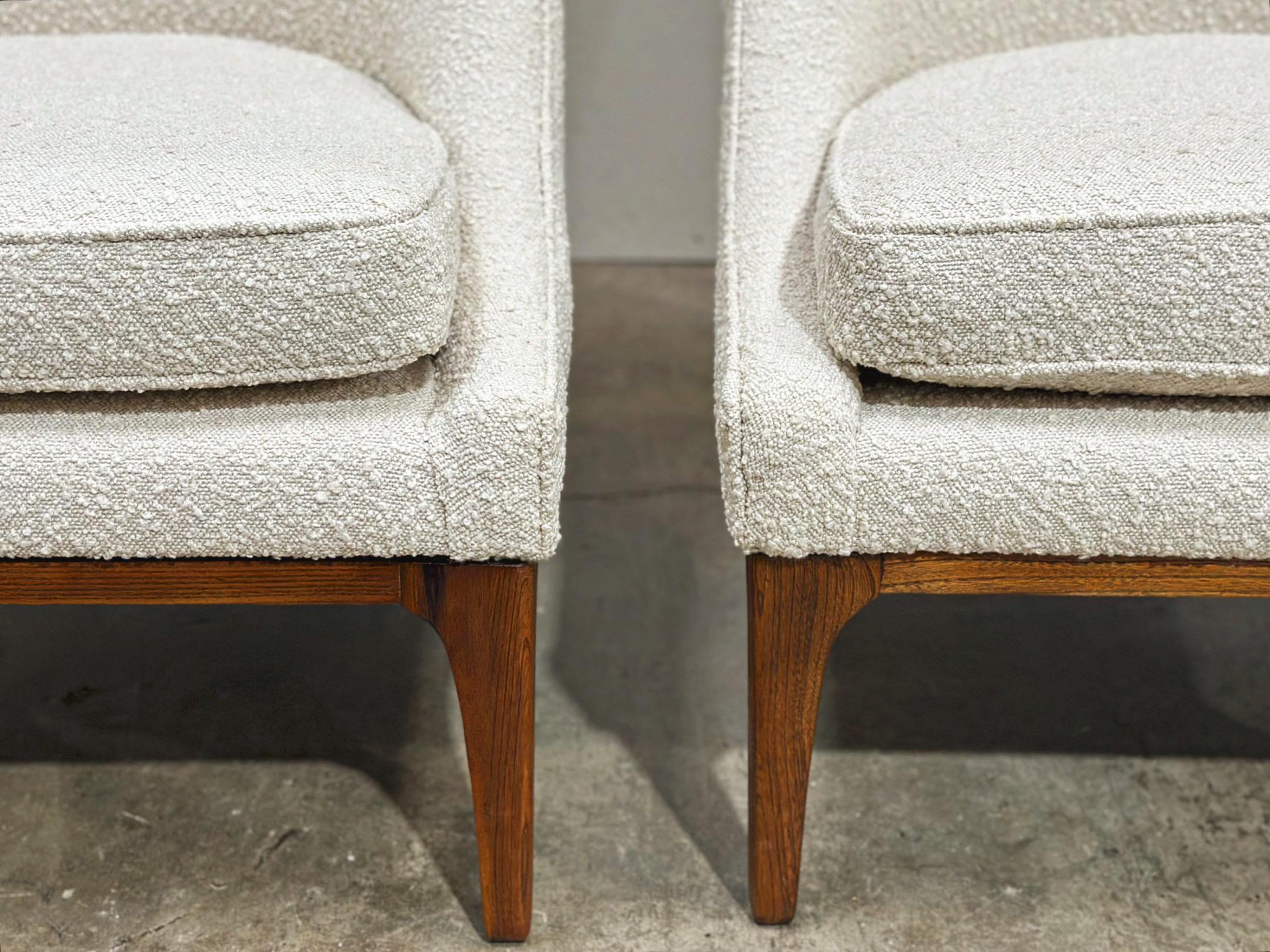 Pair Lawrence Peabody Lounge Chairs - Richardson Nemschoff - White Boucle For Sale 2