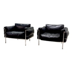 Pareja Sillón LC3 Grand Modele Estilo Le Corbusier, 1980
