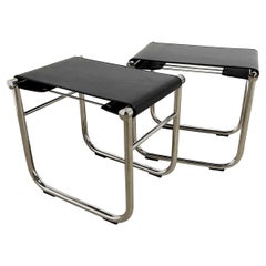 Paar Le Corbusier LC9 Chromhocker von Cassina