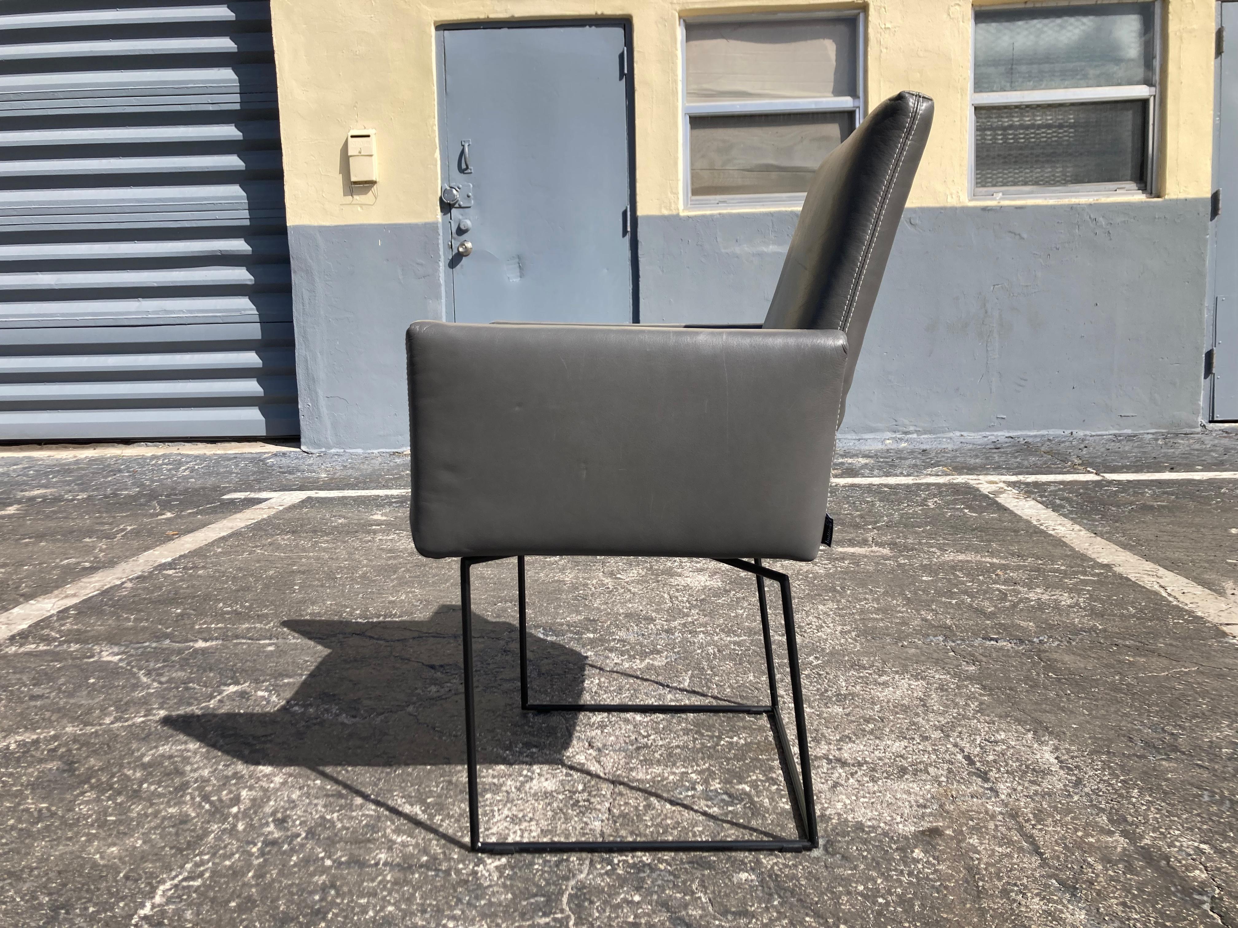 Modern Pair Leather Arm Chairs Designed by KURT BEIER & KATI QUINGER for Bullfrog  For Sale