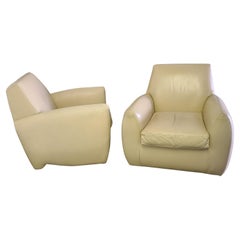 Pair Leather Lounge Chairs by Dakota Jackson
