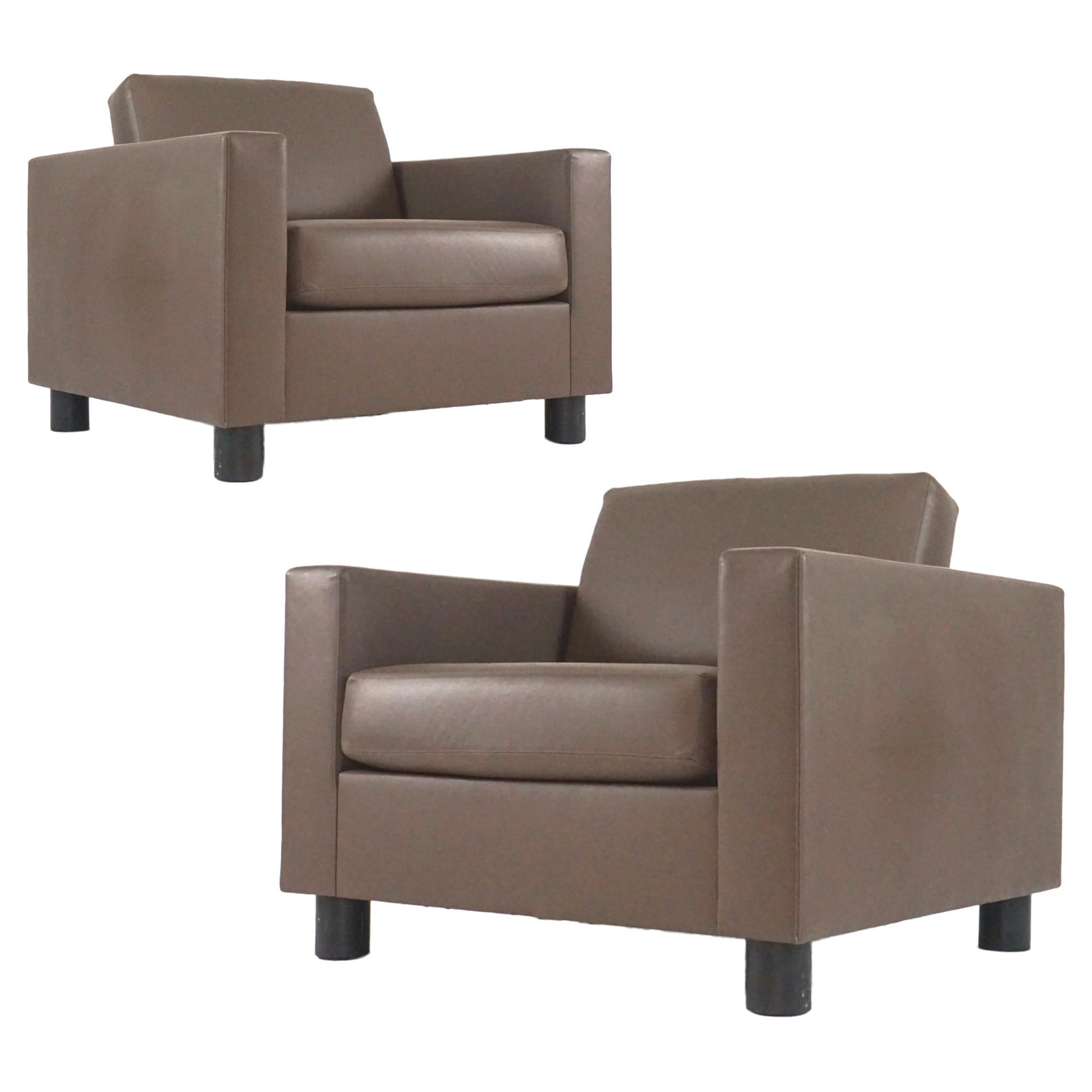 Pair Leather Shelton Mindel for Knoll SM2 Leather Club Chairs- priced per chair