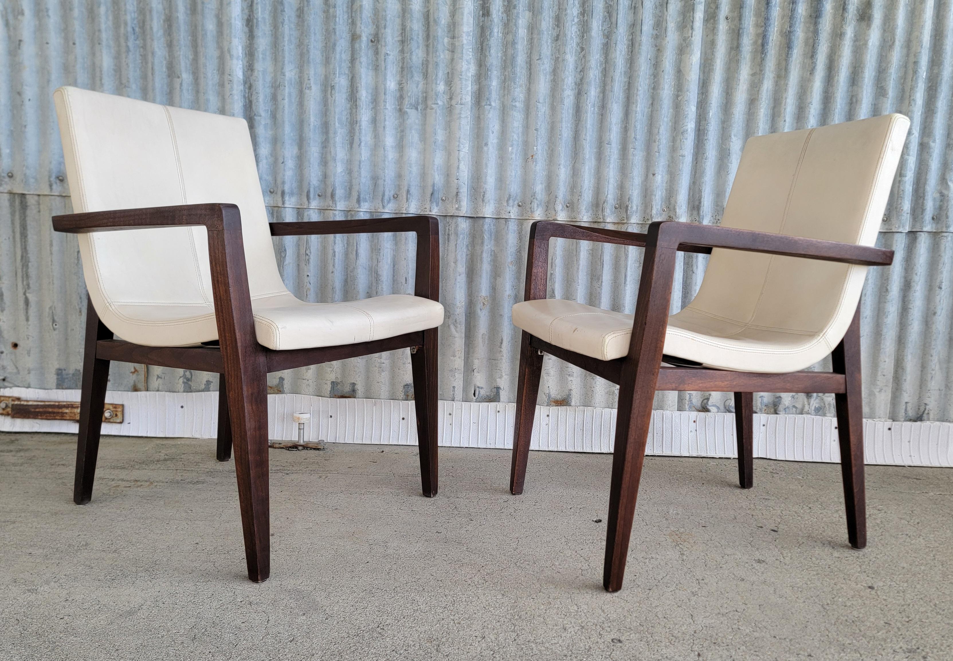 Pair Leather Siren Scoop Armchairs by Holly Hunt 10