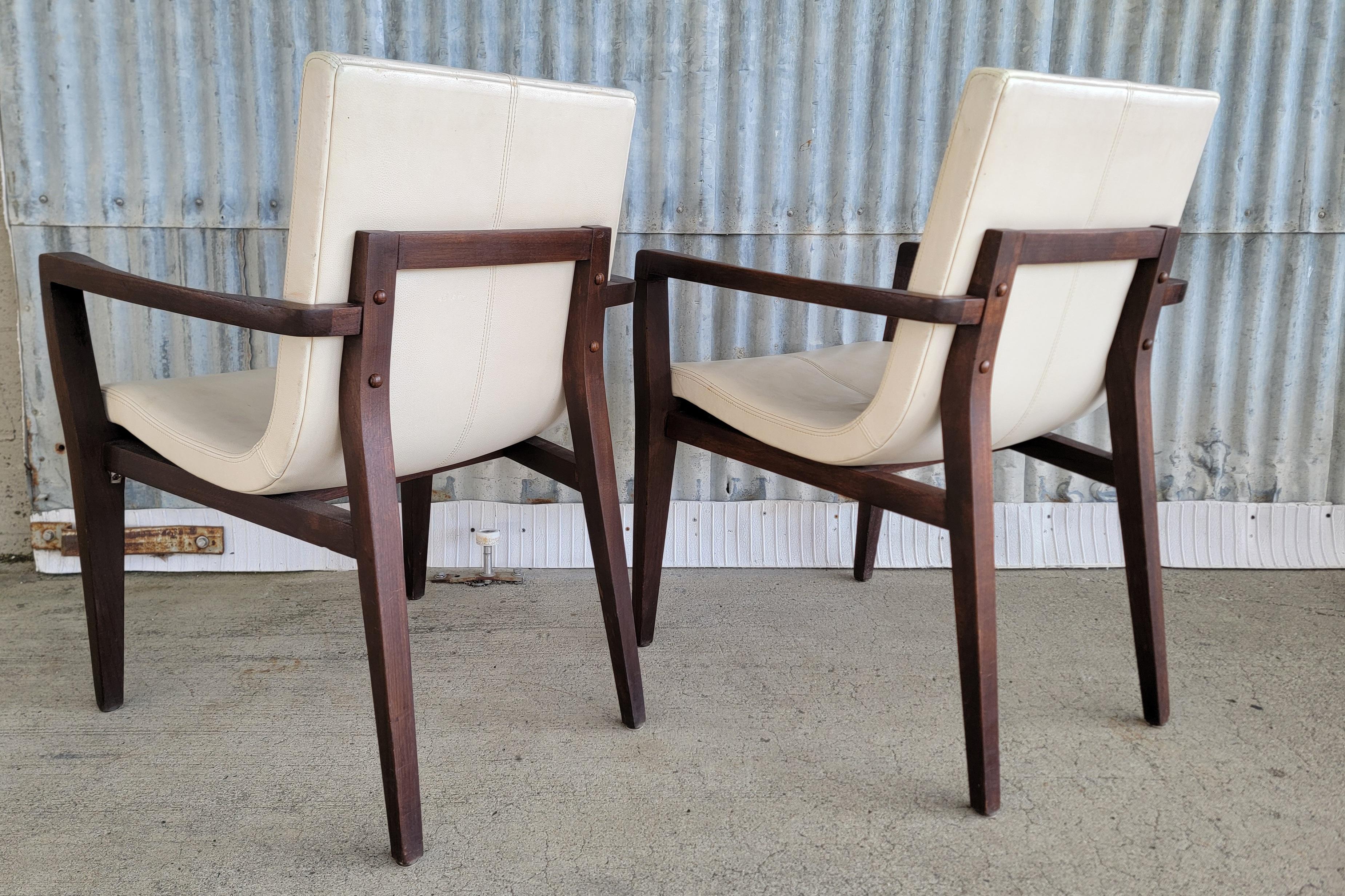 Modern Pair Leather Siren Scoop Armchairs by Holly Hunt For Sale