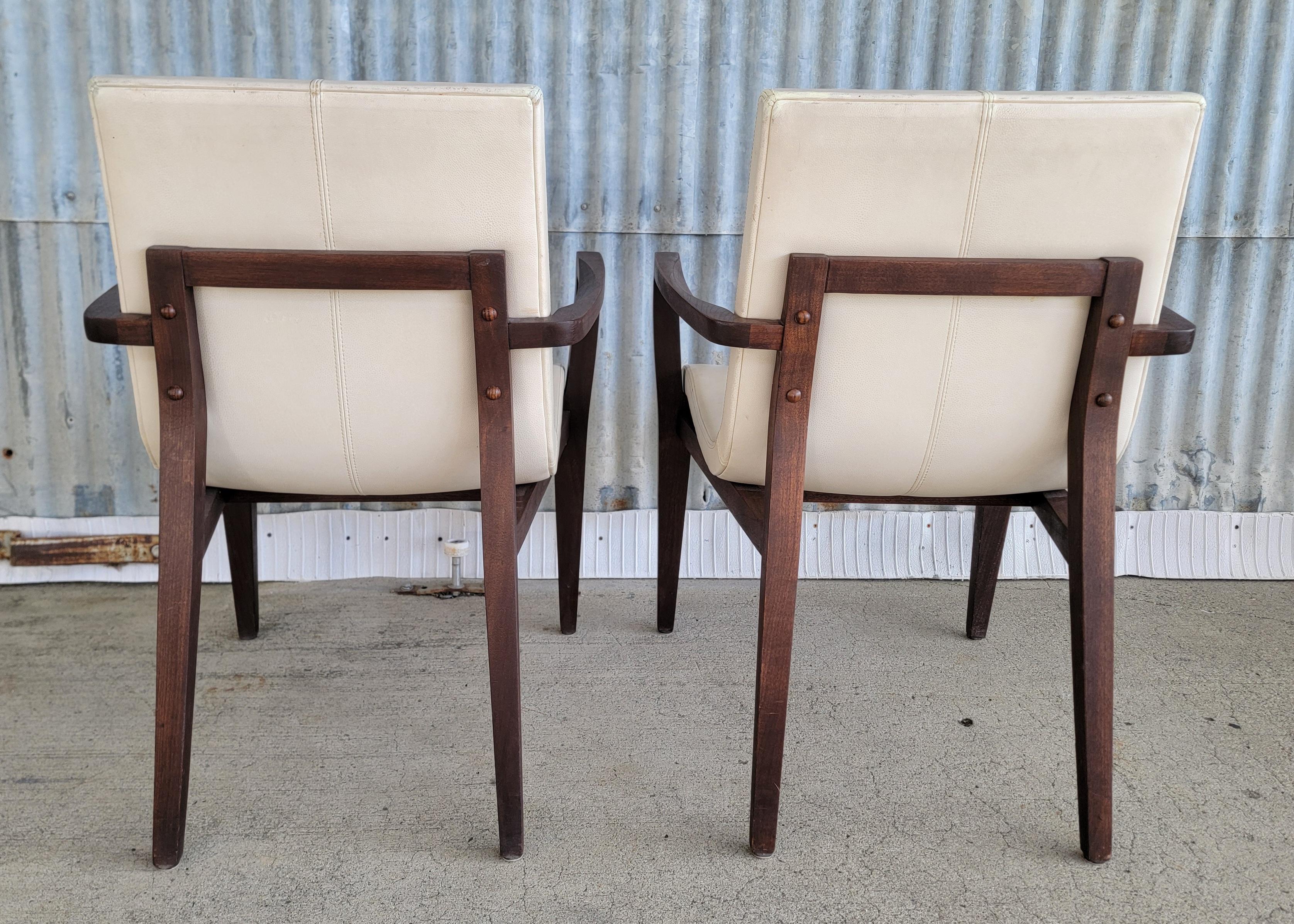 Pair Leather Siren Scoop Armchairs by Holly Hunt For Sale 1