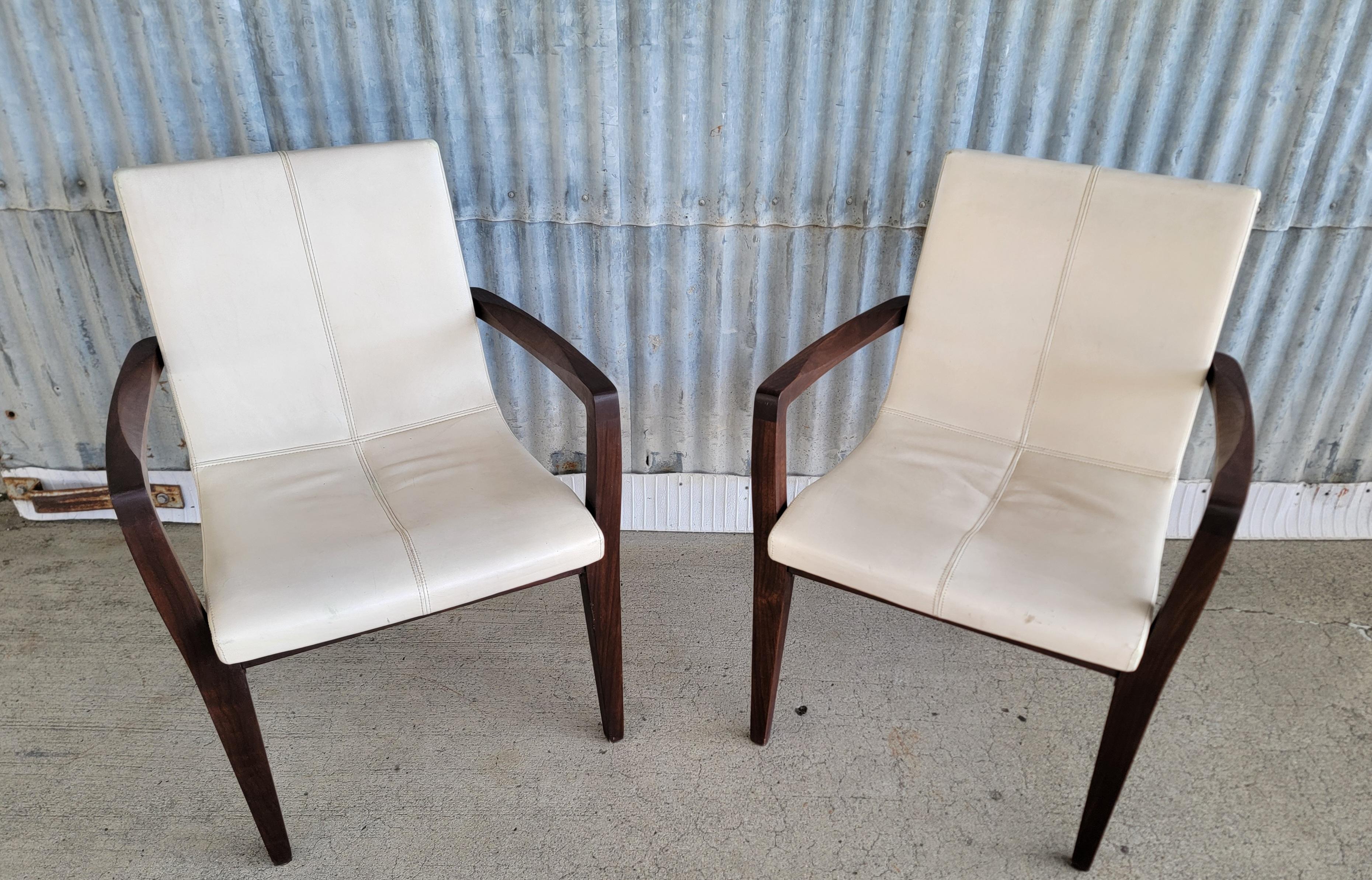 Pair Leather Siren Scoop Armchairs by Holly Hunt 2