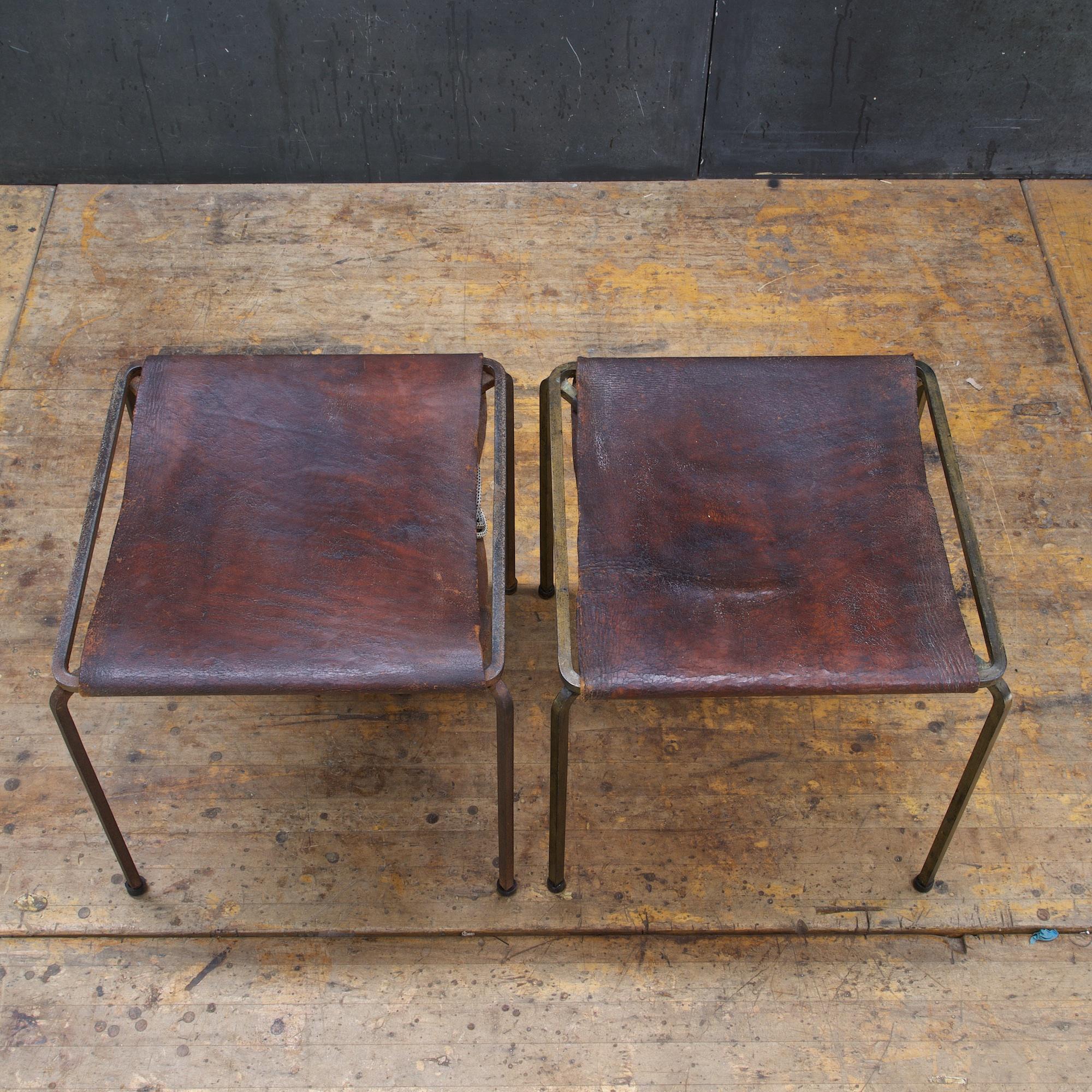 American Leather Stools by Allan Gould for Reilly-Wolff Associates MoMA Good Design, Pair