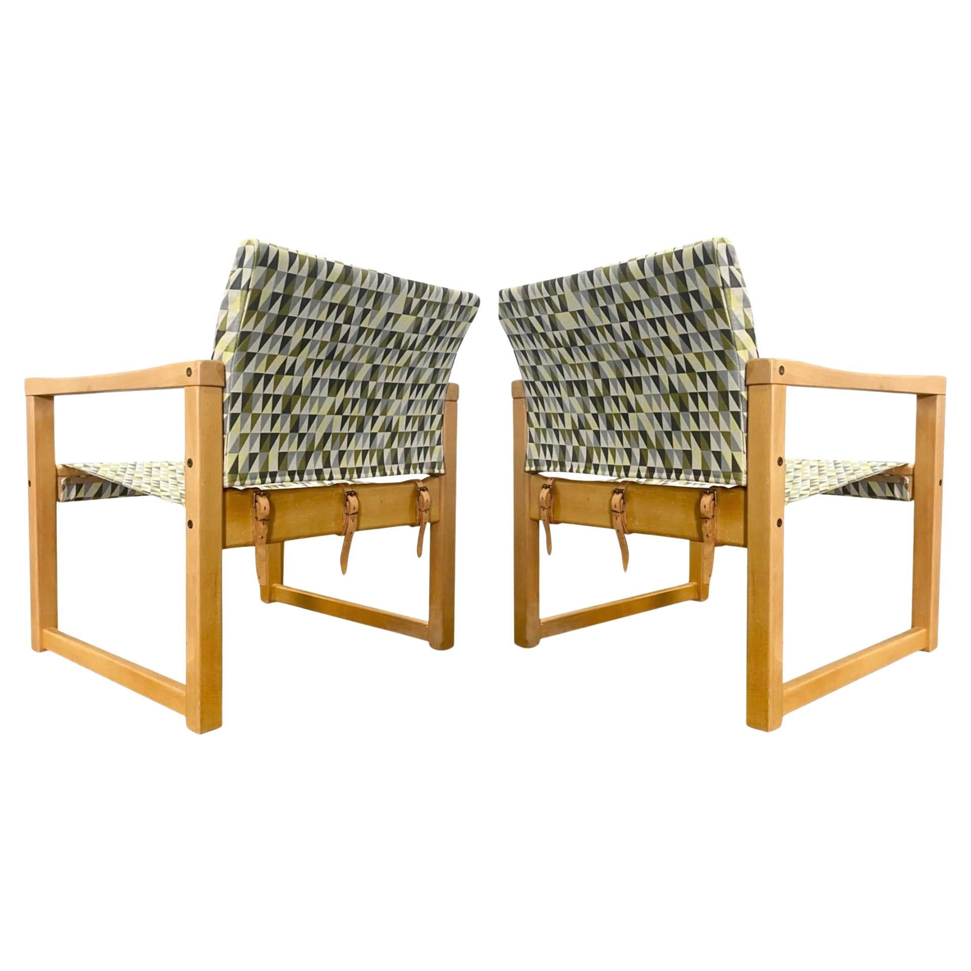 Pair Reupholstered Sling Lounge Chairs Karen Mobring (Sweden, 1974) For Sale