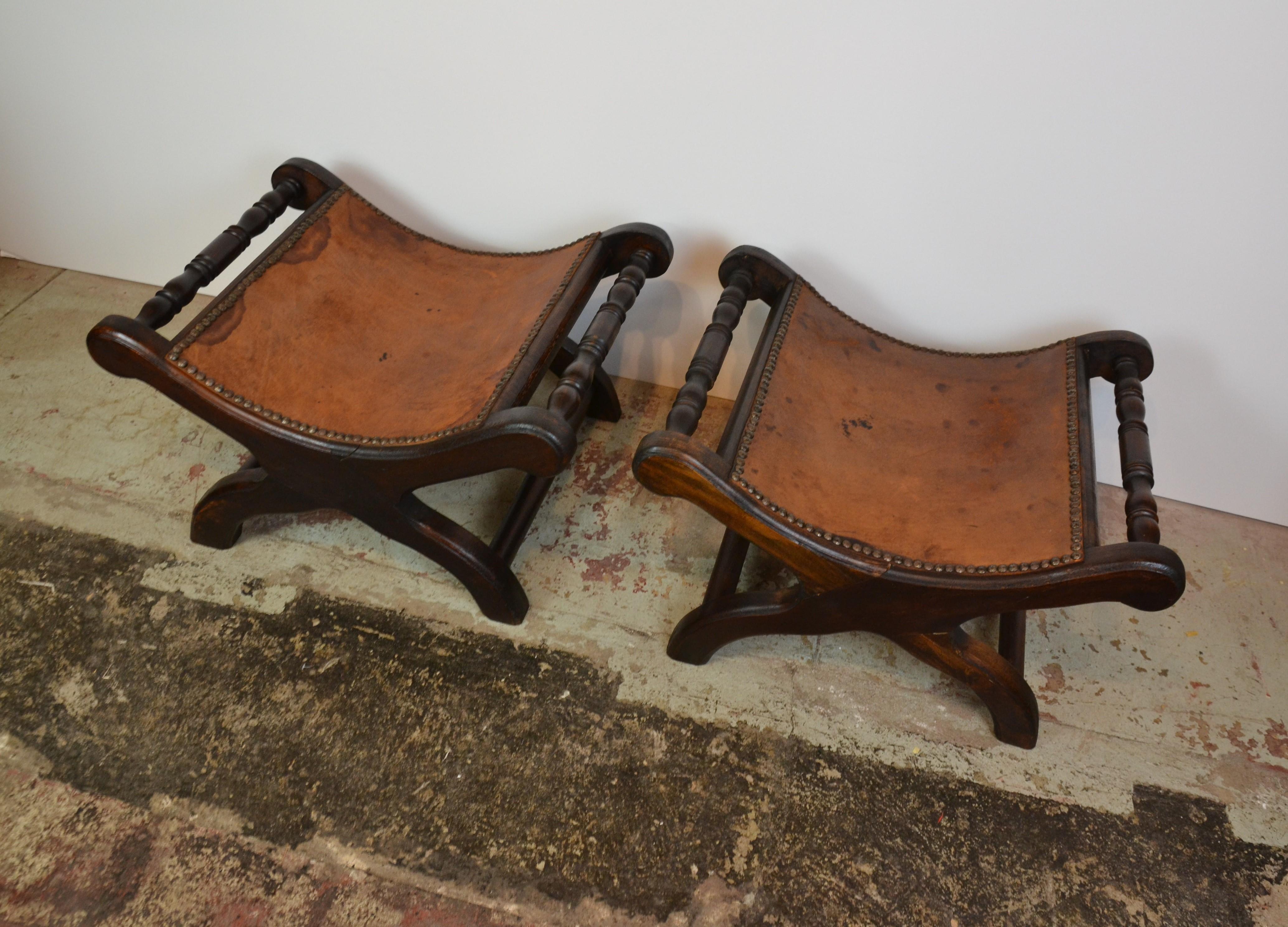A pair of foot stools or benches in the neoclassical 