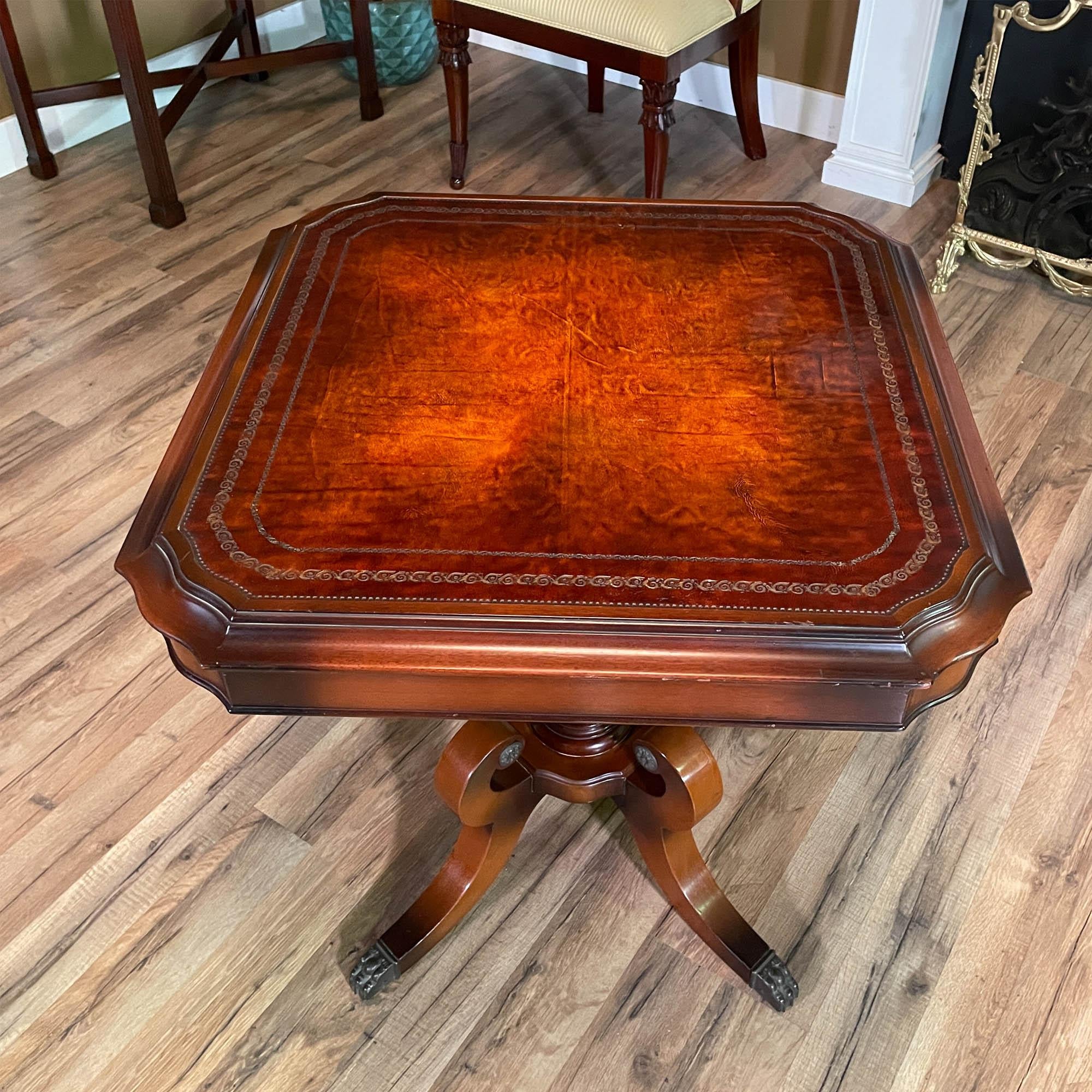 PAIR Leather Top Tables For Sale 6