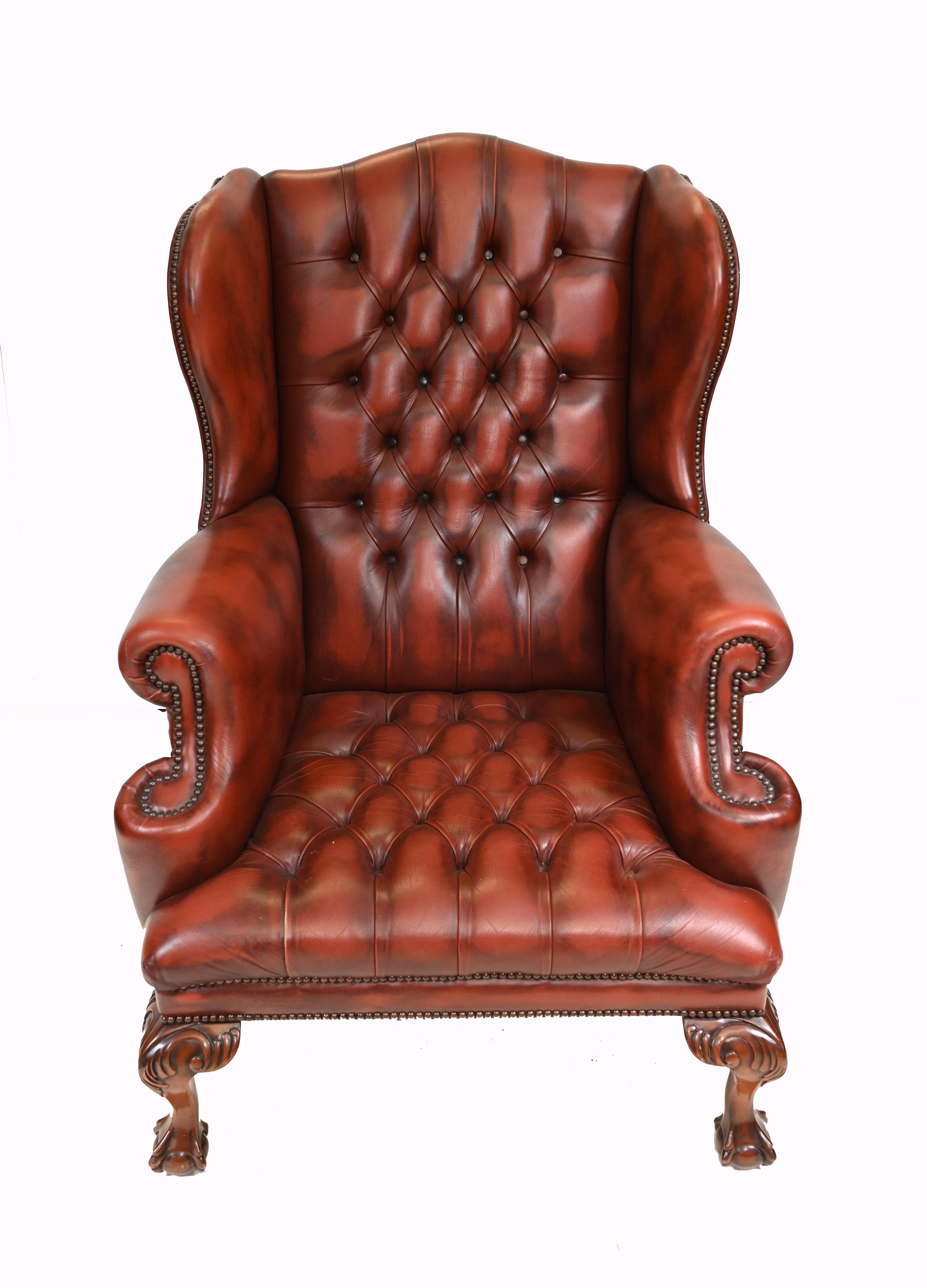 leather button back chair