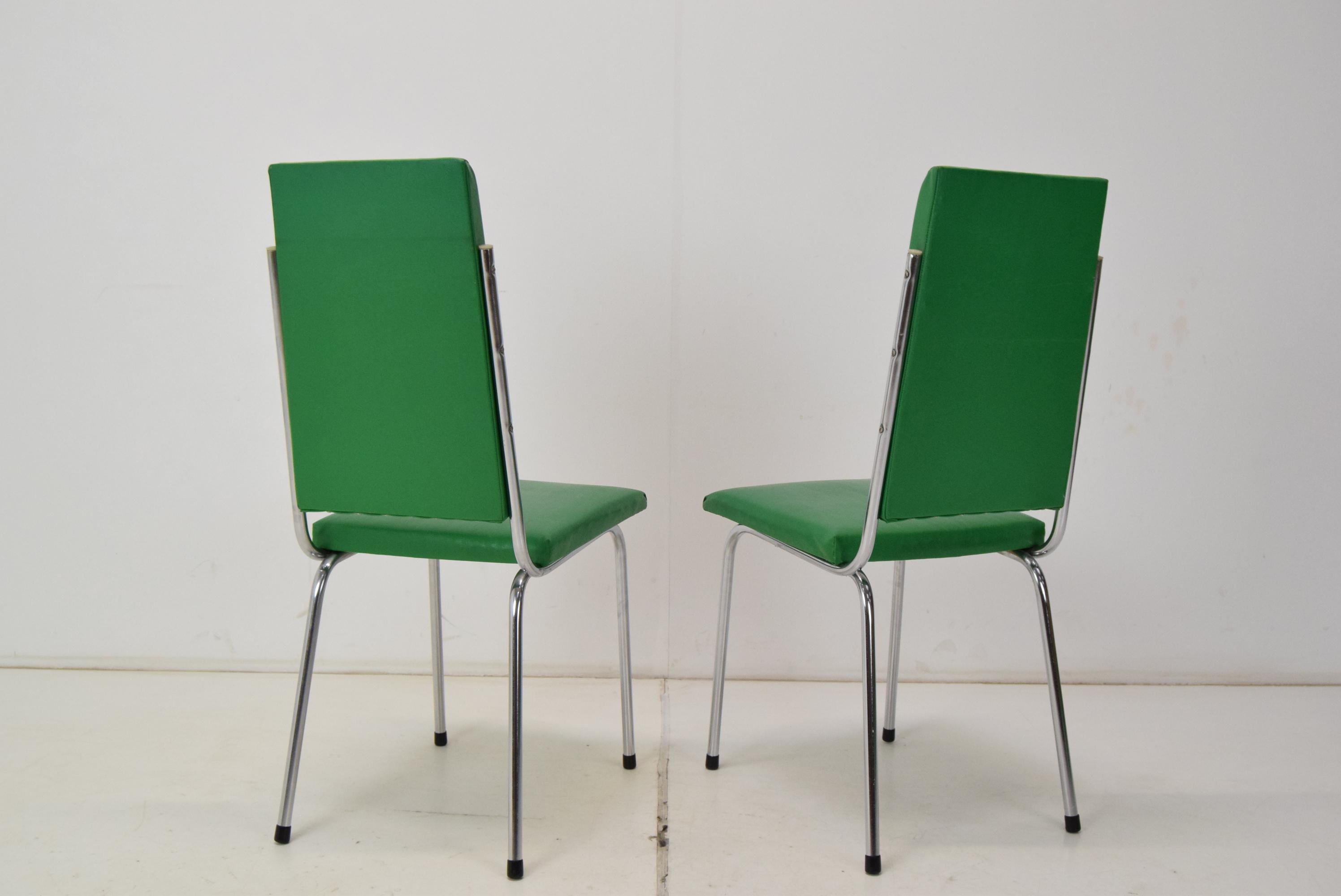 Pair Leatherette Dining Chairs of Mid-century, Czechoslovakia, 1980's. For Sale 4