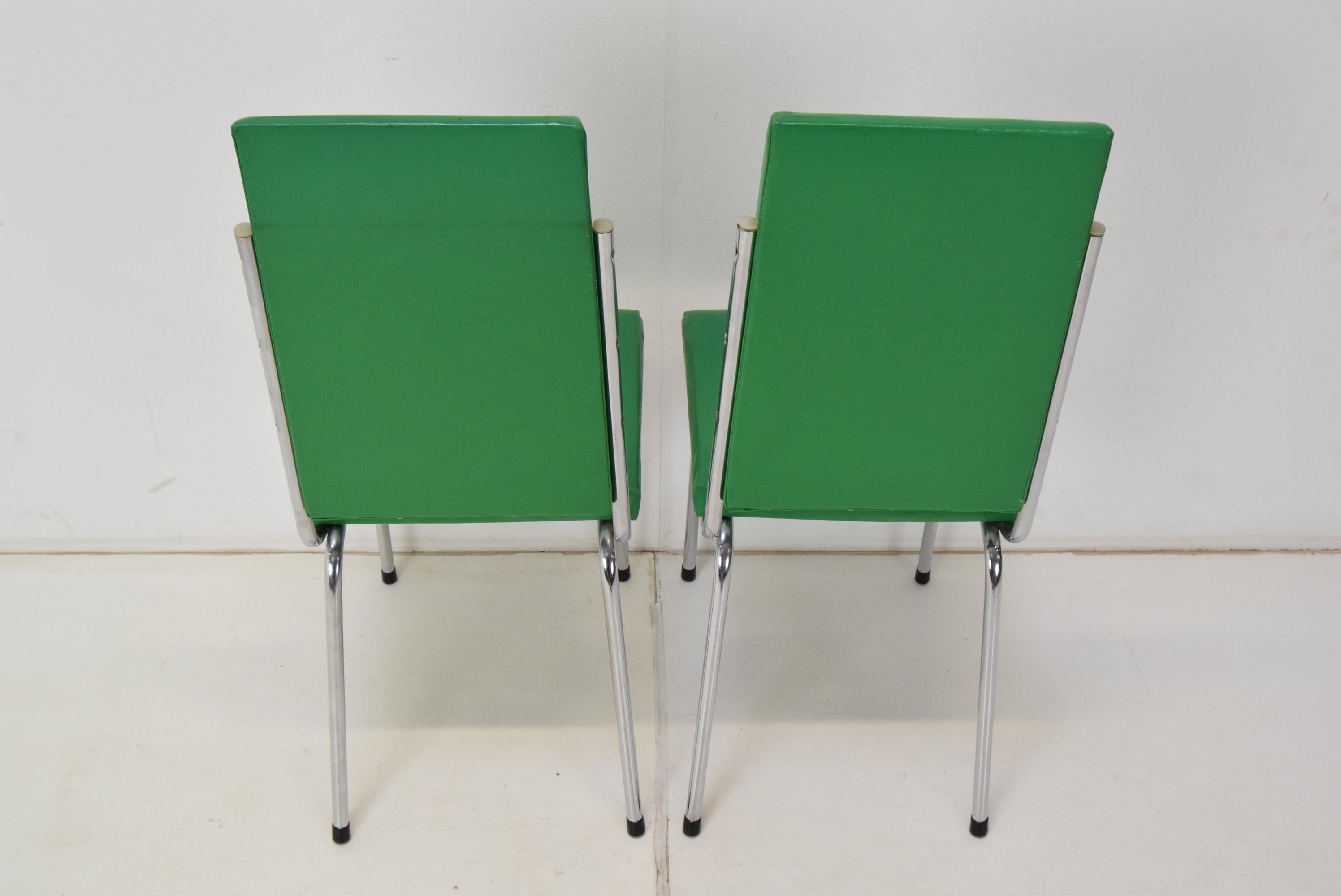 Pair Leatherette Dining Chairs of Mid-century, Czechoslovakia, 1980's. For Sale 5