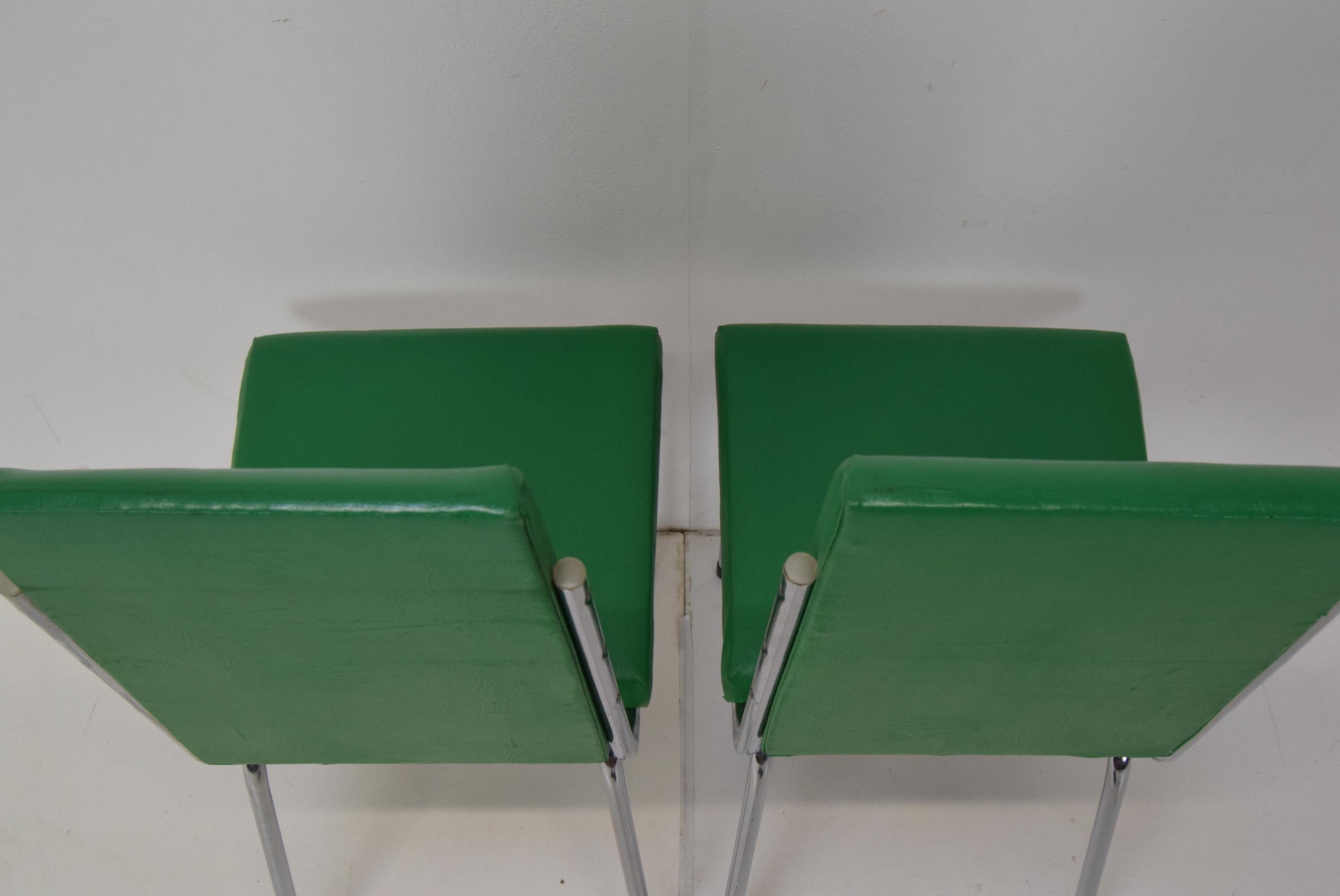 Pair Leatherette Dining Chairs of Mid-century, Czechoslovakia, 1980's. For Sale 6