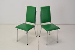 Pair Leatherette Dining Chairs of Mid-century, Czechoslovakia, 1980's.