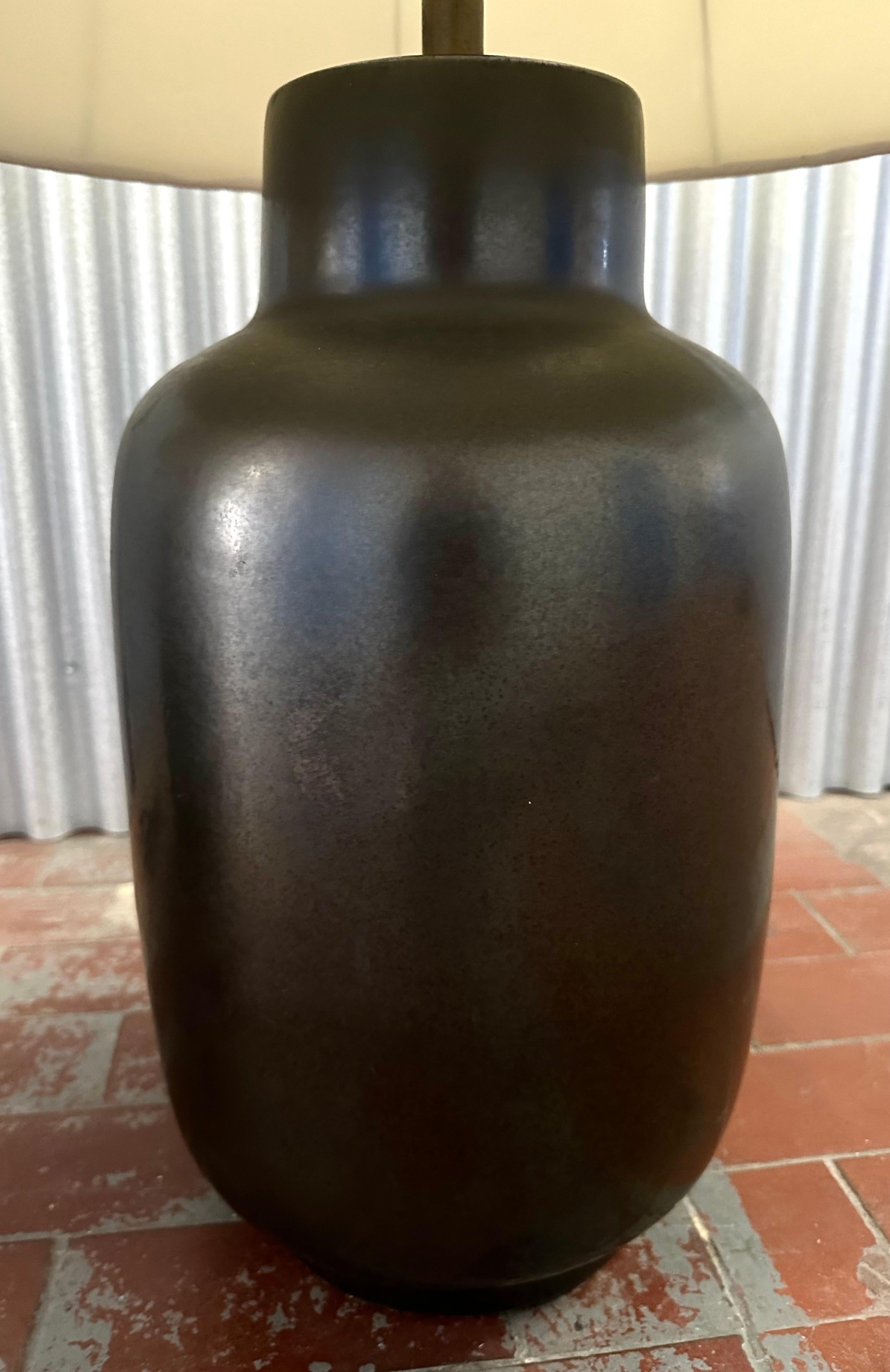 Mid-Century Modern Massive Pair Lee Rosen for Design Technics Gunmetal Table Lamps For Sale