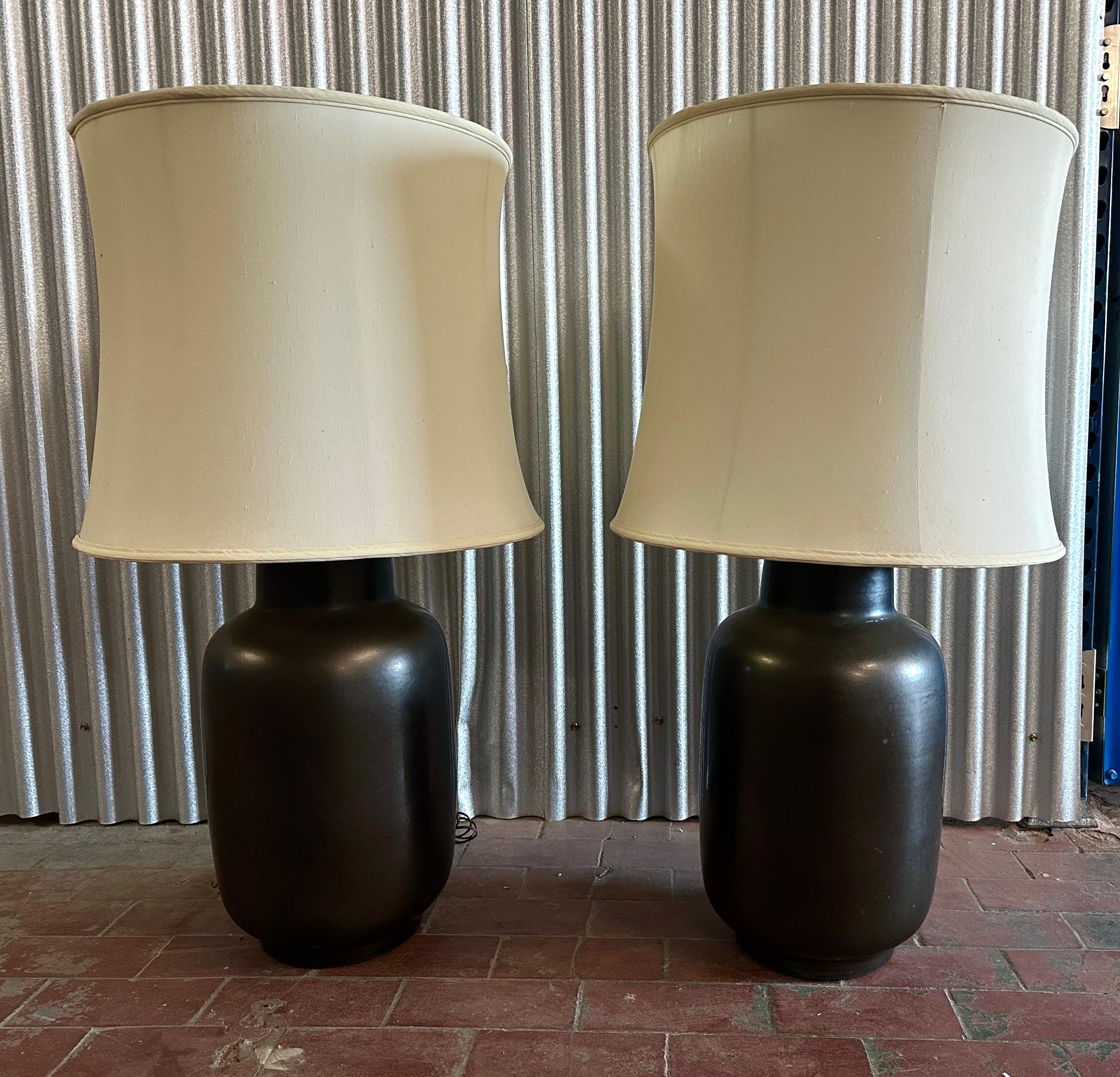 Massive Pair Lee Rosen for Design Technics Gunmetal Table Lamps For Sale 1