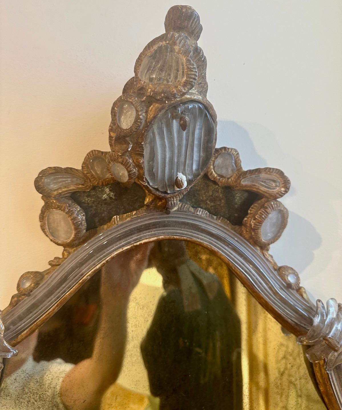 Glass Pair Left/Right Gilt-wood Venetian Mirrors For Sale