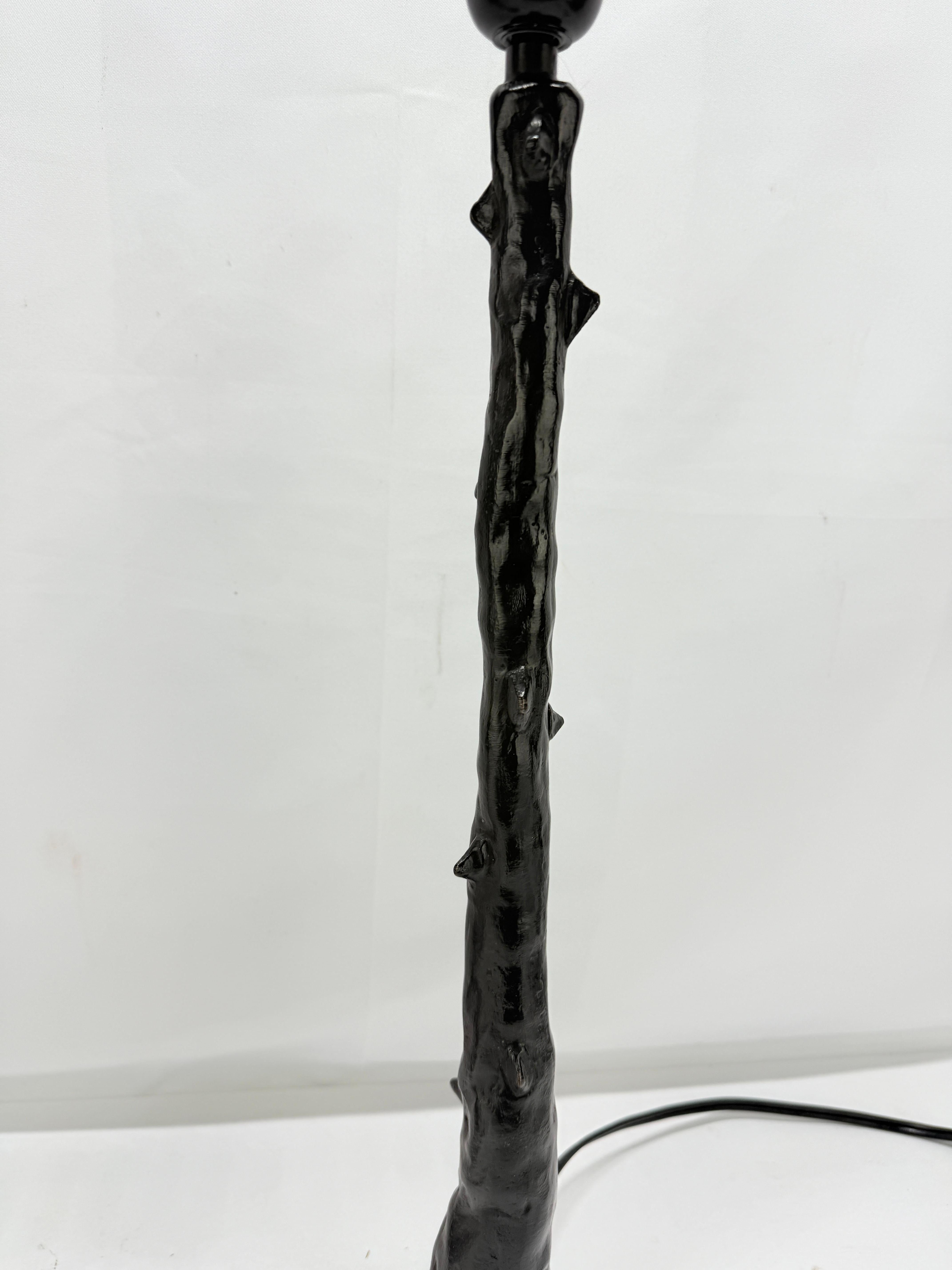French Pair, Les Heritiers Bronze Faux Bois Tree Trunk Form Table Lamps - Signed For Sale