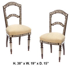Paire de chaises d'appoint Levantine incrustées de nacre, 19ème siècle