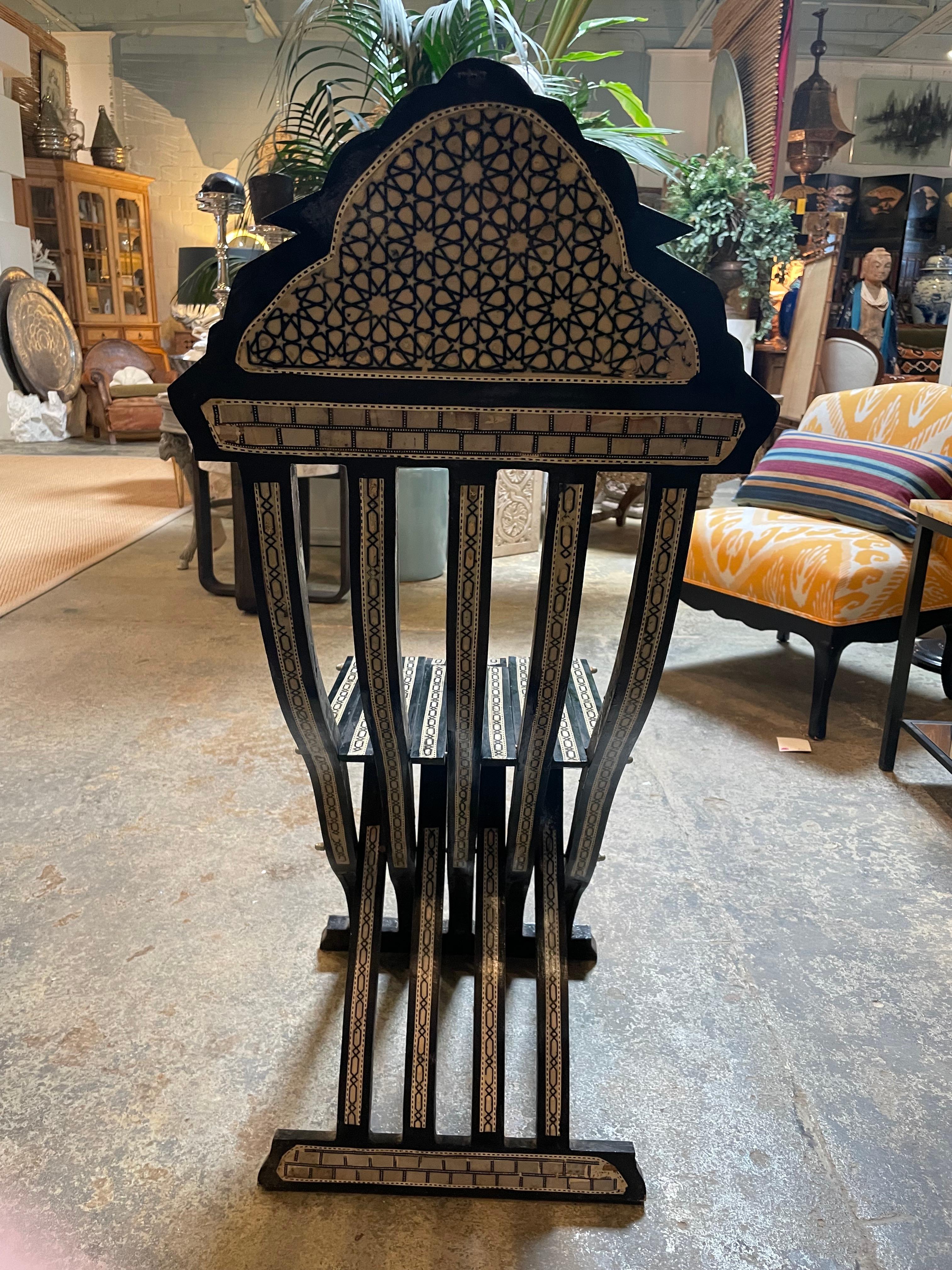 African Pair Levantine Mother of Pearl Inlaid Side Chairs For Sale