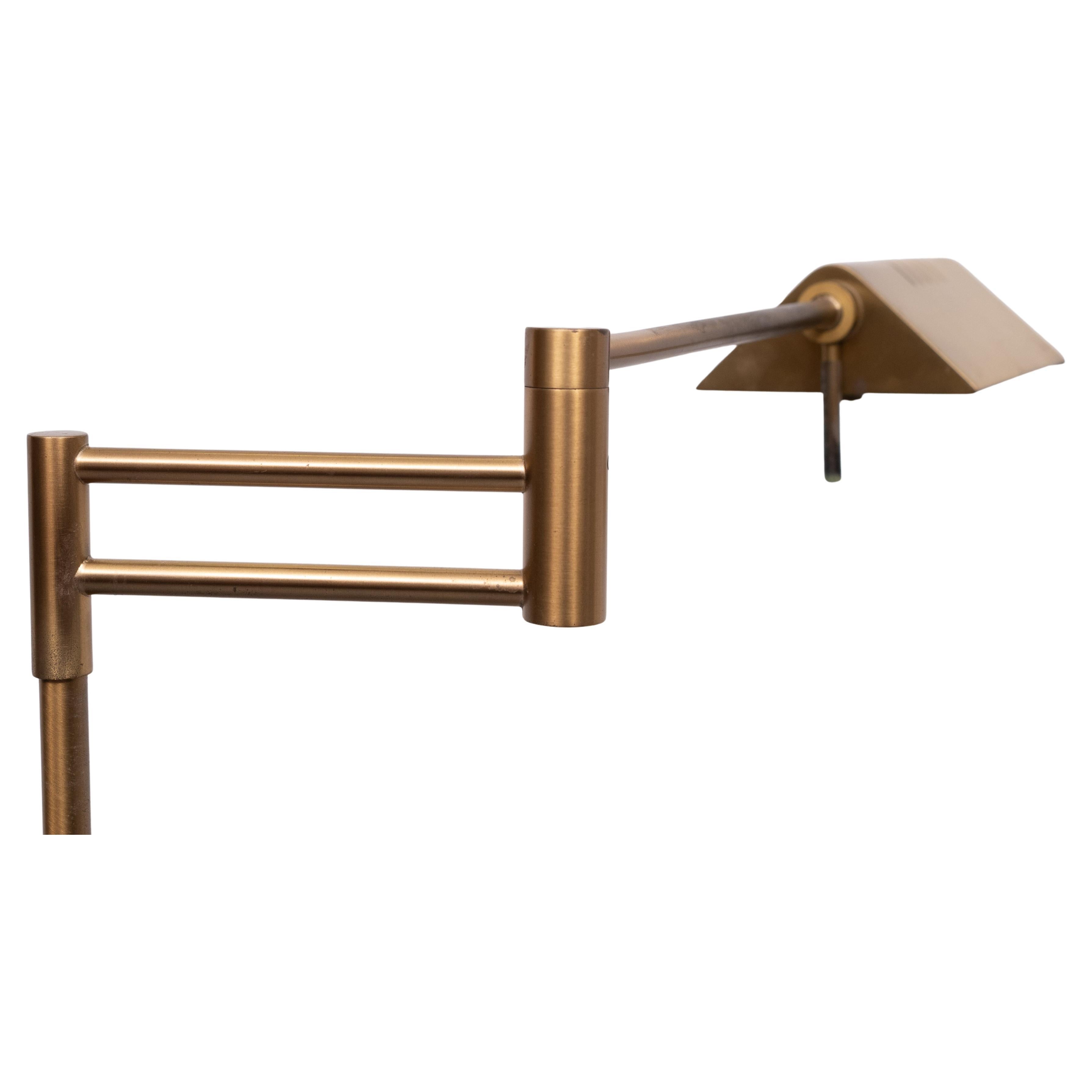 Late 20th Century pair Library Swing arm brass floor lamps  1980s Germany For Sale