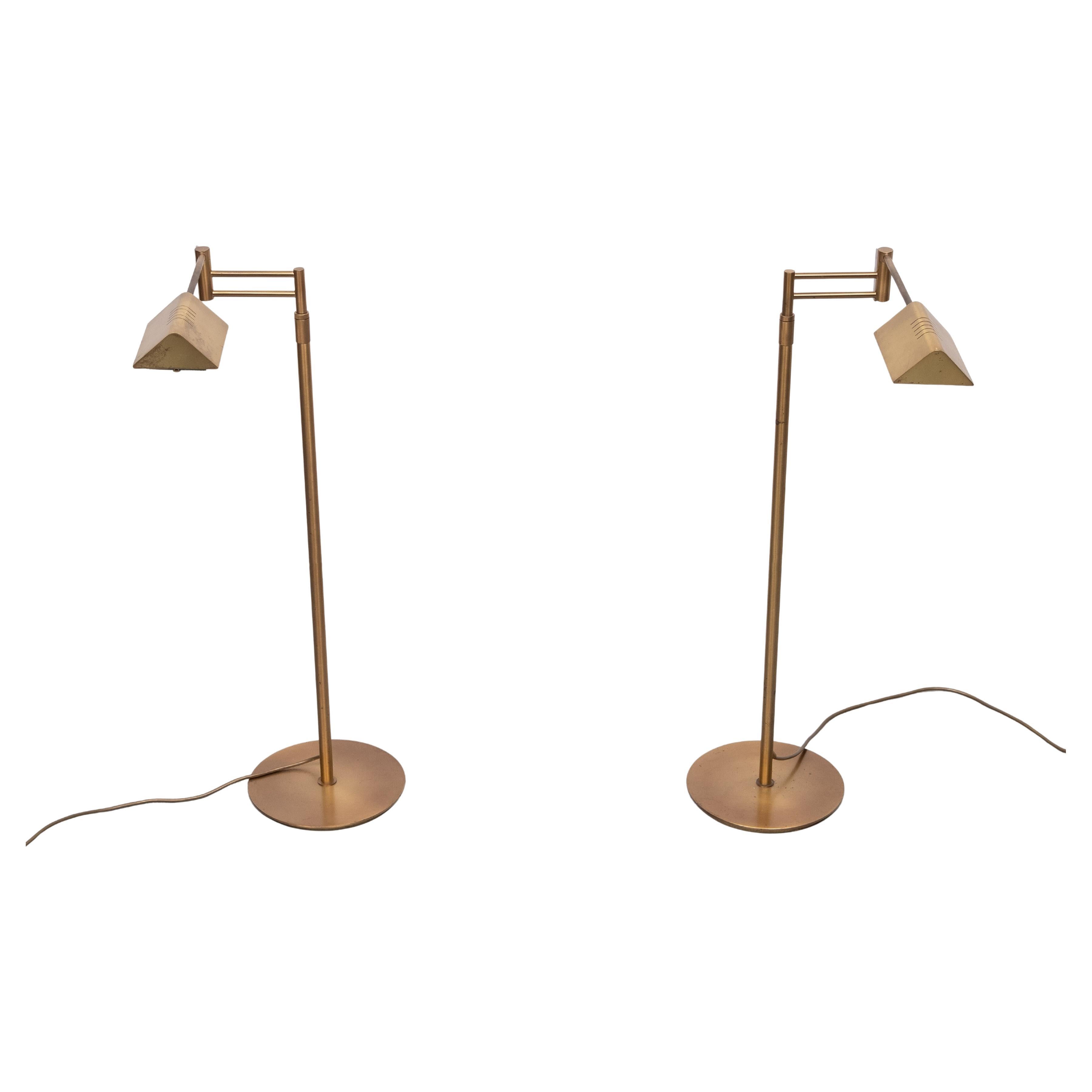 pair Library Swing arm brass floor lamps  1980s Germany For Sale 1