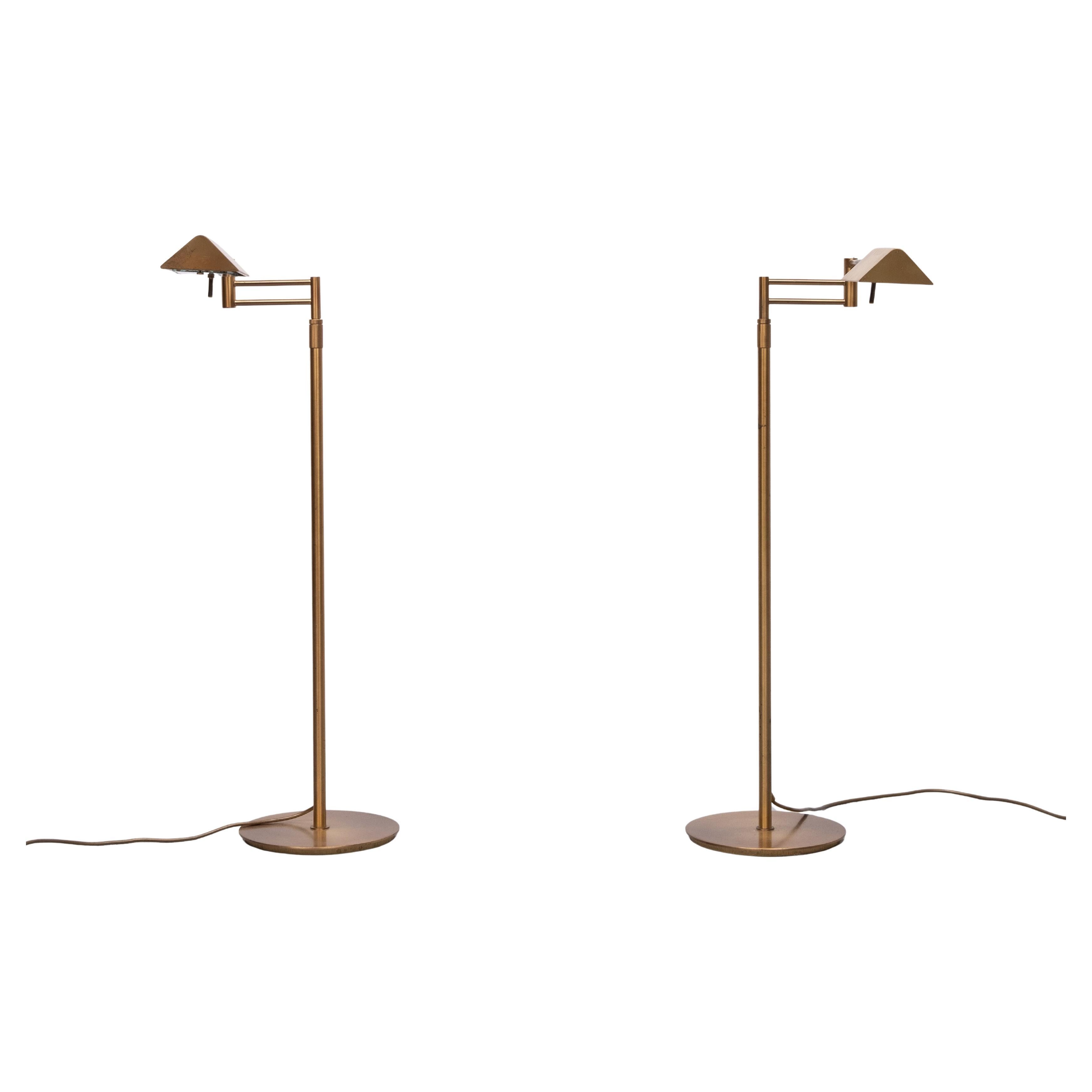 pair Library Swing arm brass floor lamps  1980s Germany For Sale 2