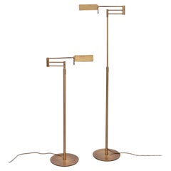 pair Library Swing arm brass floor lamps  1980s Germany