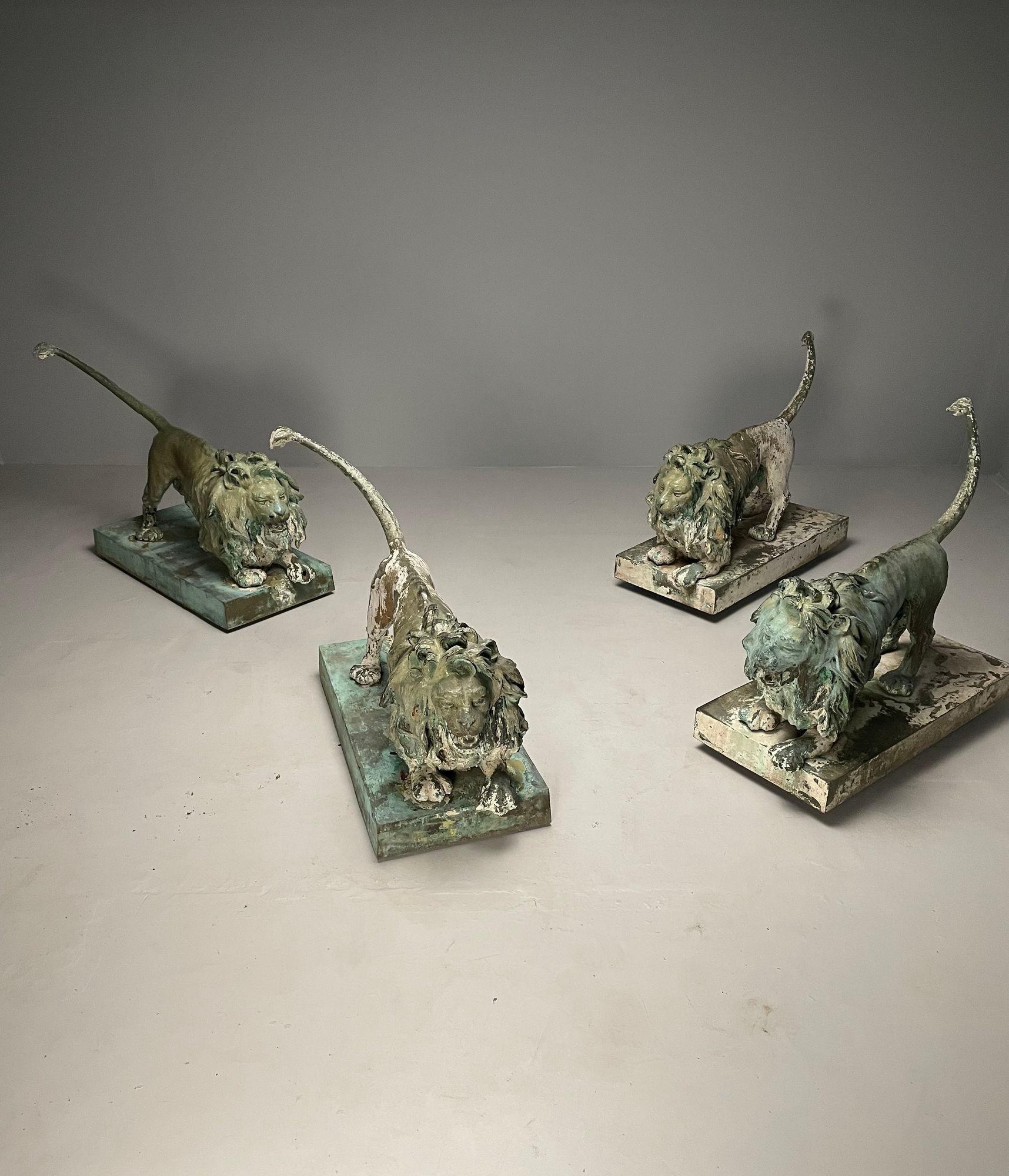 Lion Fountains, Lifesize Outdoor Statues, Patinated Bronze, England, 1860s For Sale 12
