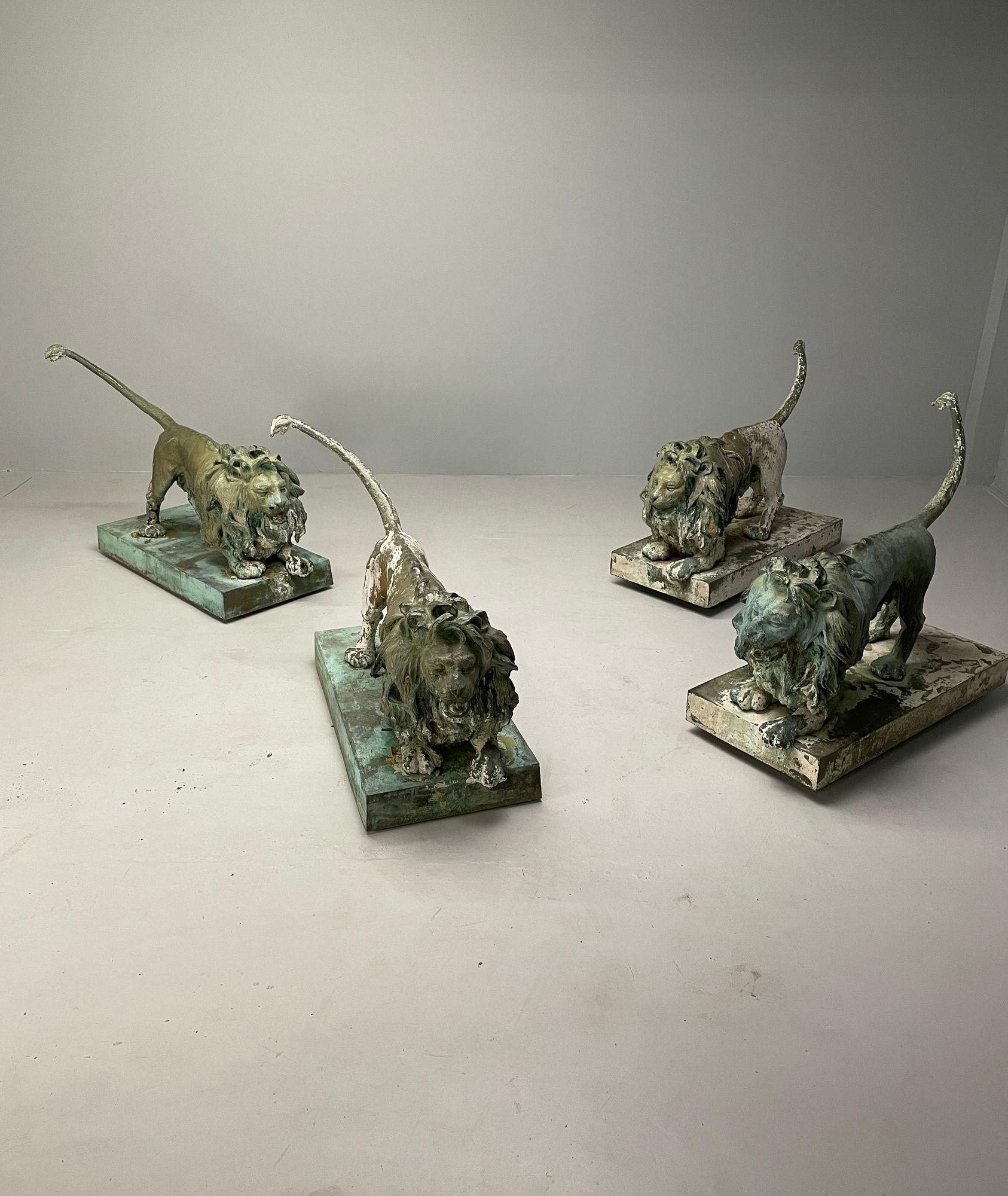 Lion Fountains, Lifesize Outdoor Statues, Patinated Bronze, England, 1860s For Sale 2