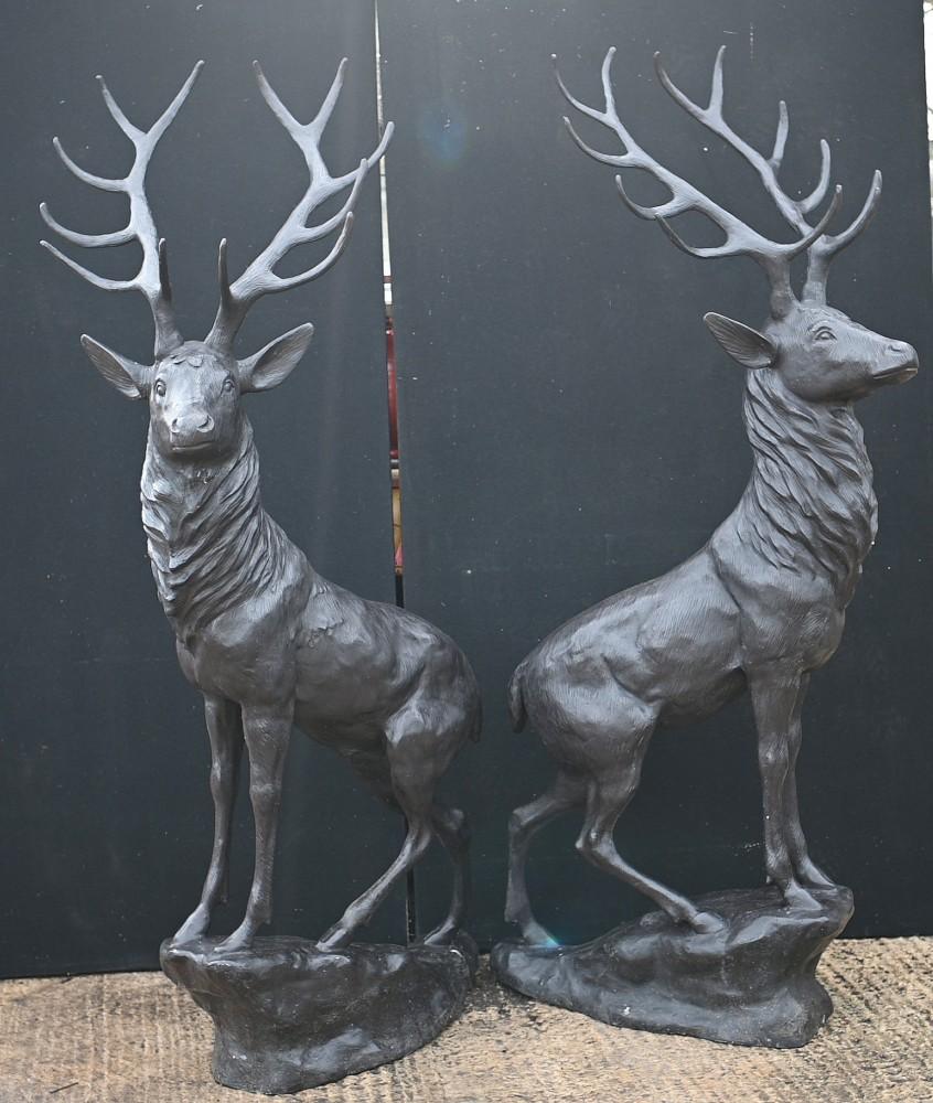 Pair Lifesize Bronze Stags Scottish Highlands Moose Elk In Good Condition For Sale In Potters Bar, GB