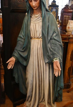 Pair Lifesize Italian Mary Joseph Statues Plaster Jesus Nativity Salvage