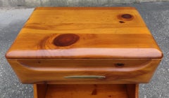 Pair Lightly Restored Franklin Shockey Sculptured Pine Nightstands End Tables